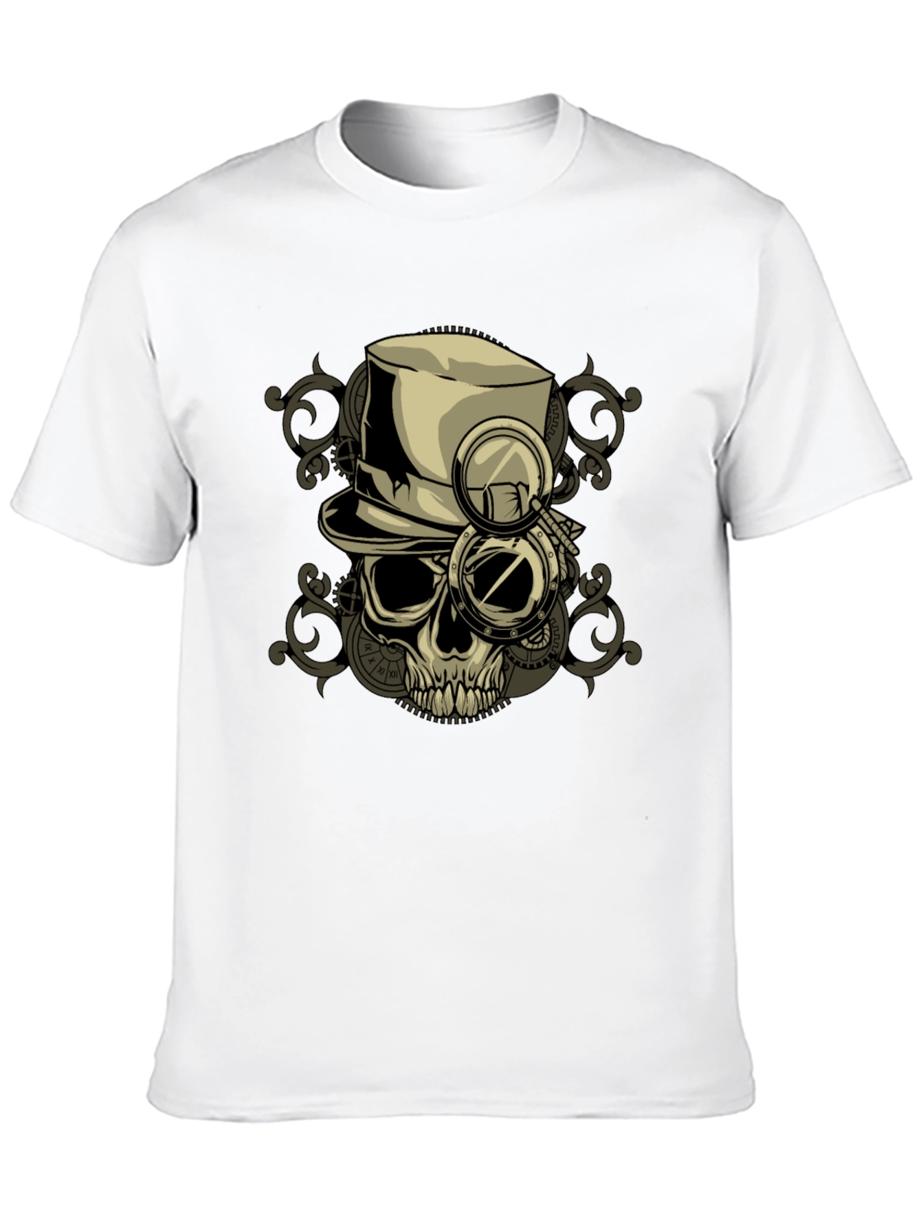 Steampunk Skull T-Shirt - Gears & Top Hat