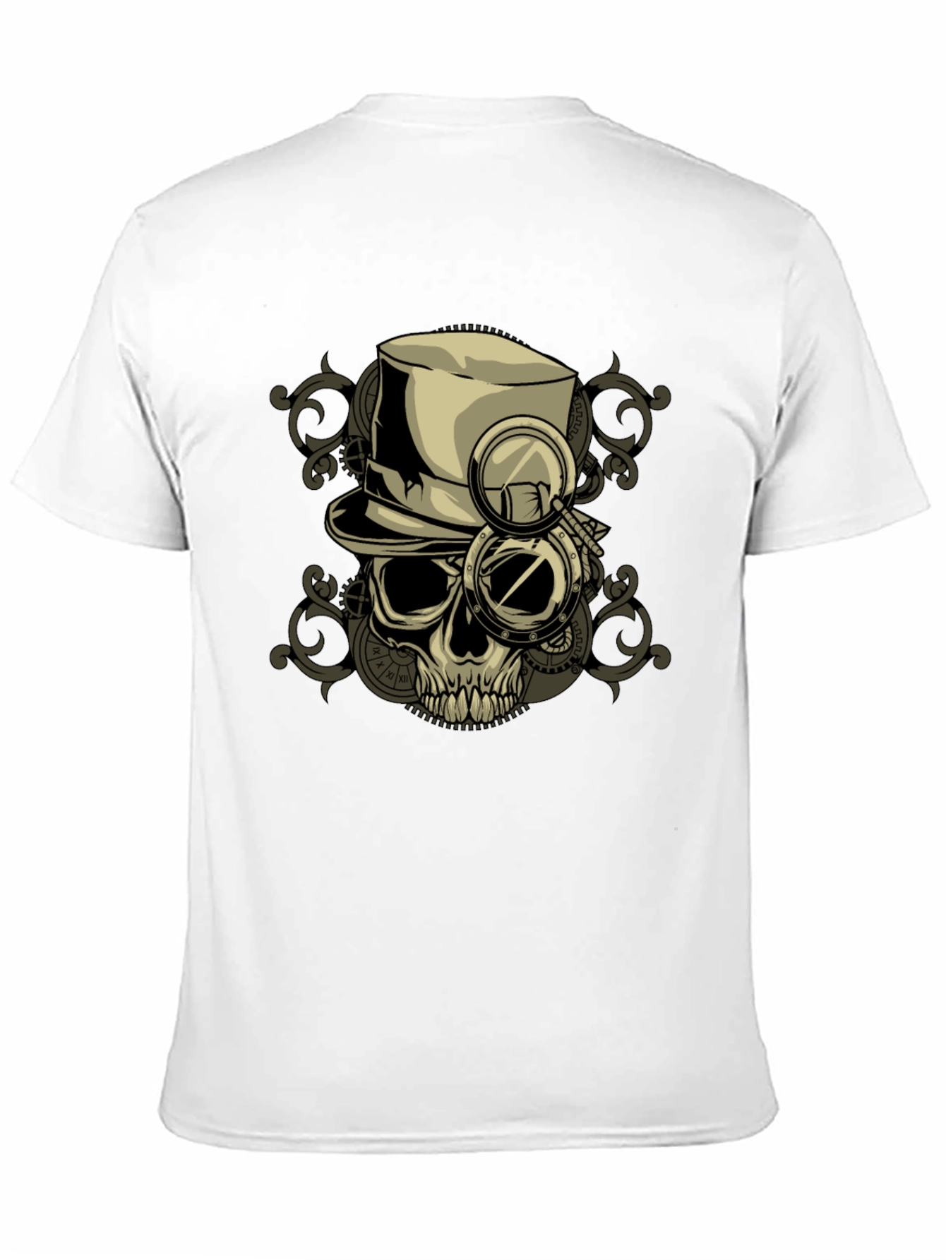 Steampunk Skull T-Shirt - Gears & Top Hat