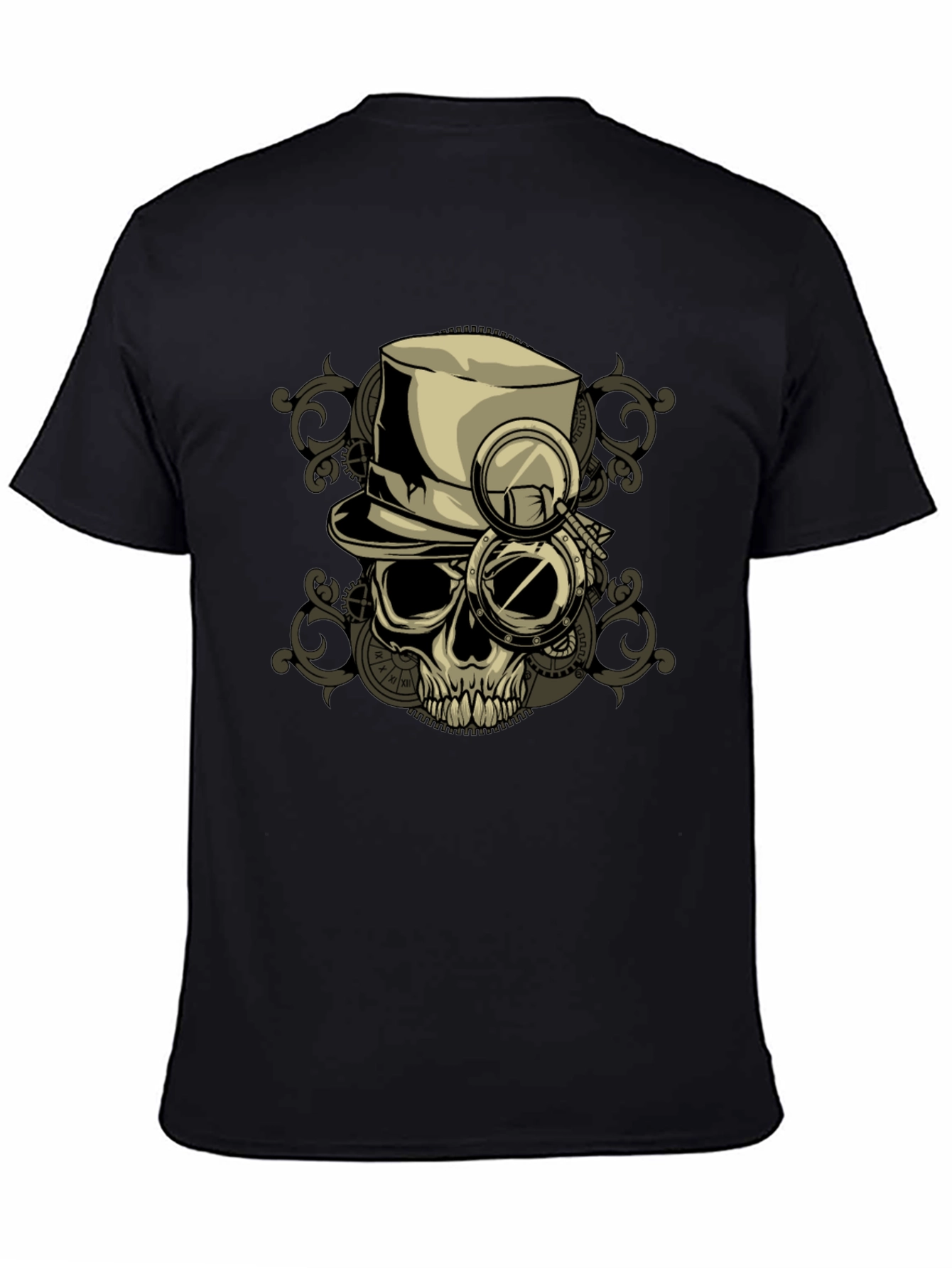 Steampunk Skull T-Shirt - Gears & Top Hat