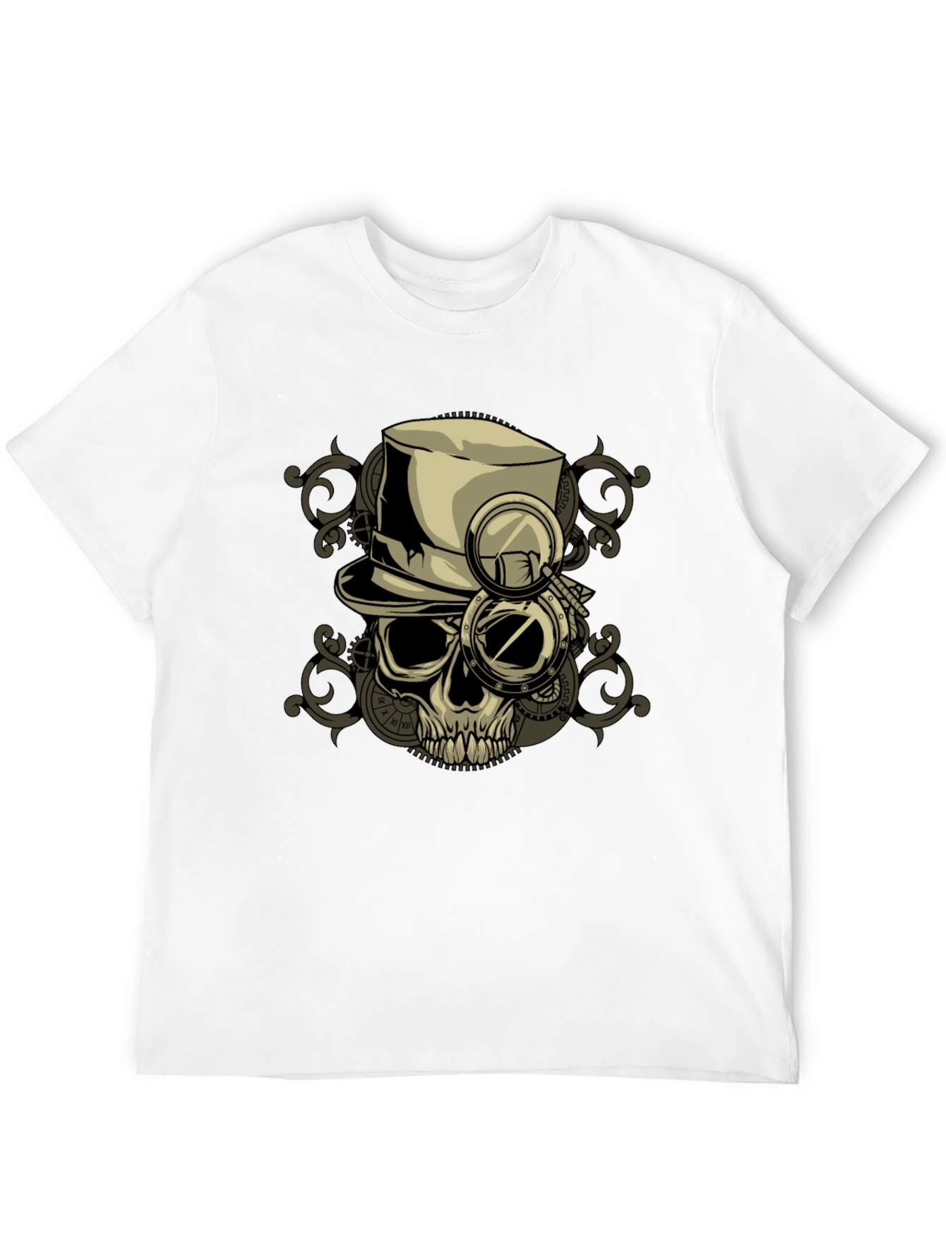 Steampunk Skull T-Shirt - Gears & Top Hat