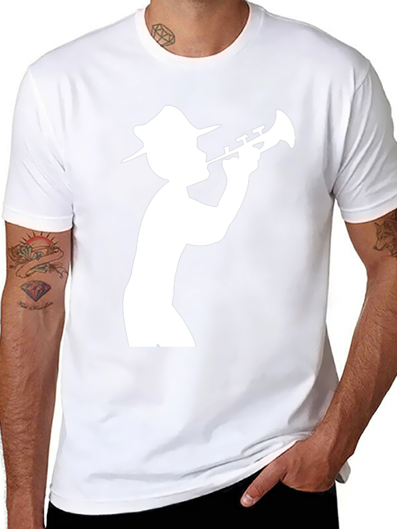 Cool Jazz Trumpet Player Graphic Black T-Shirt