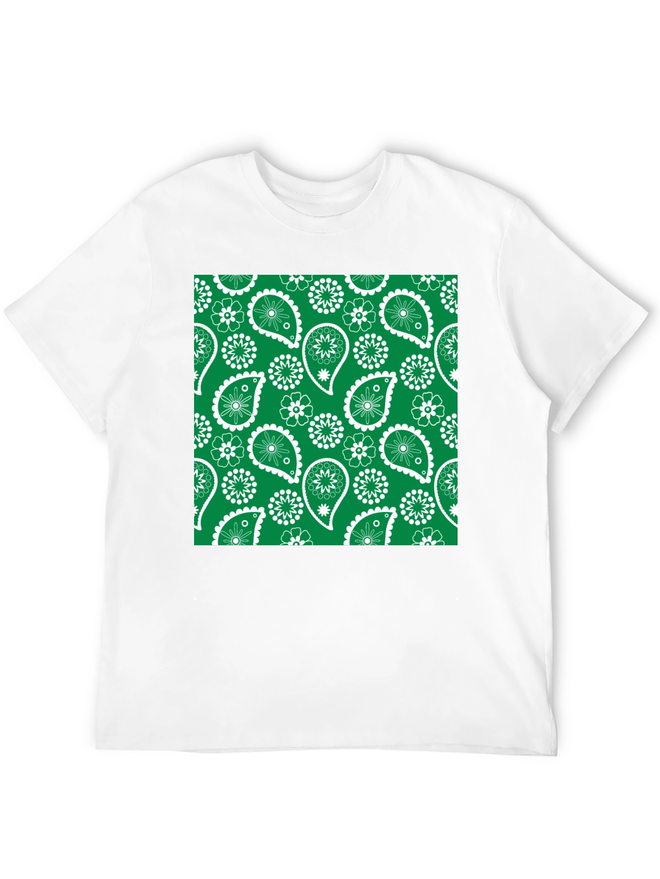 Green Paisley Patterned T-Shirt