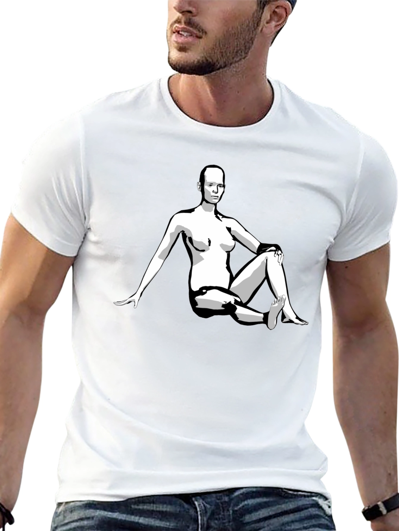 Black Graphic Tee - Woman Illustration