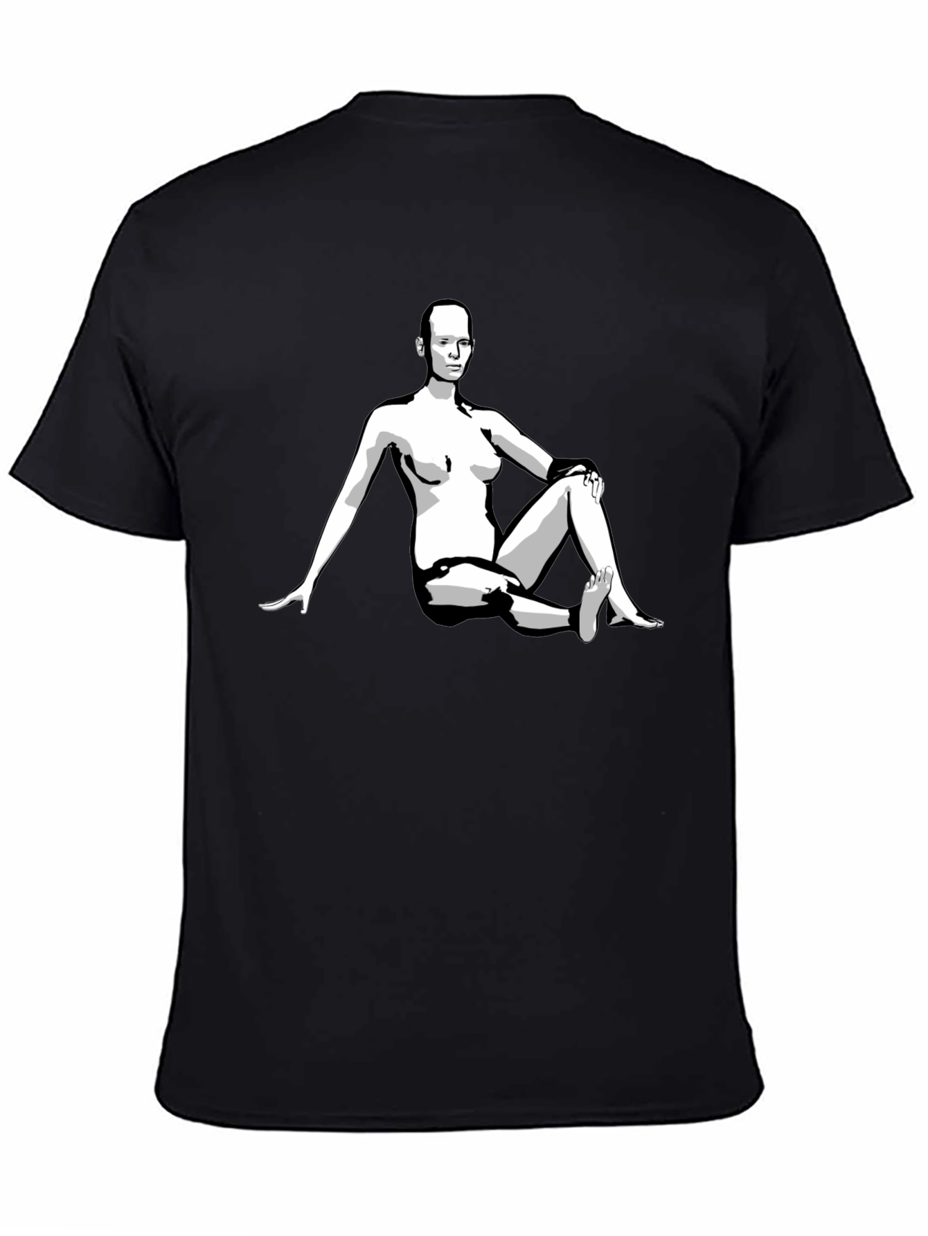 Black Graphic Tee - Woman Illustration