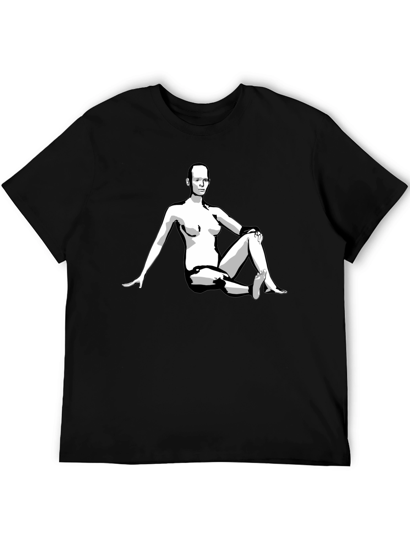 Black Graphic Tee - Woman Illustration