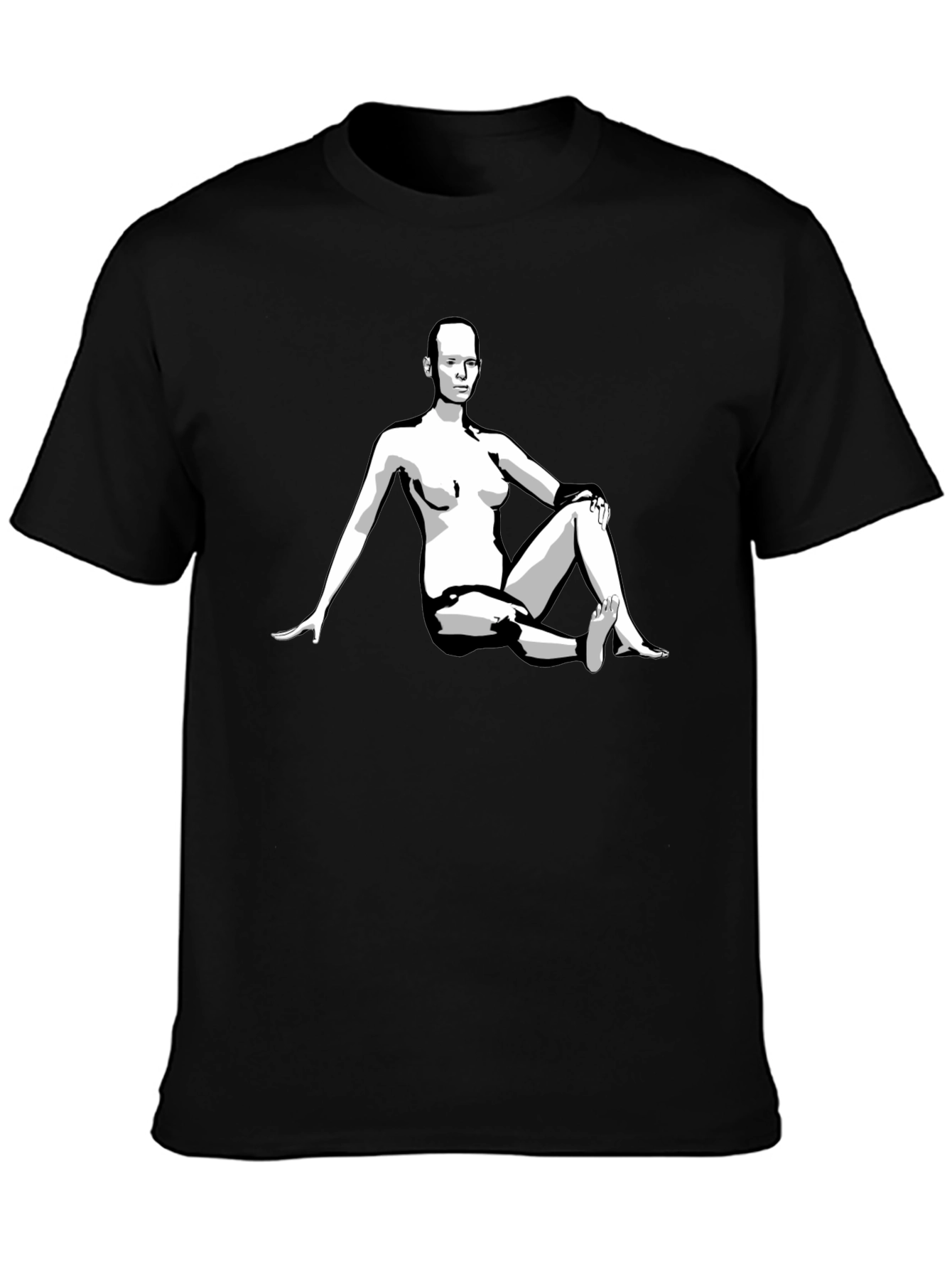 Black Graphic Tee - Woman Illustration