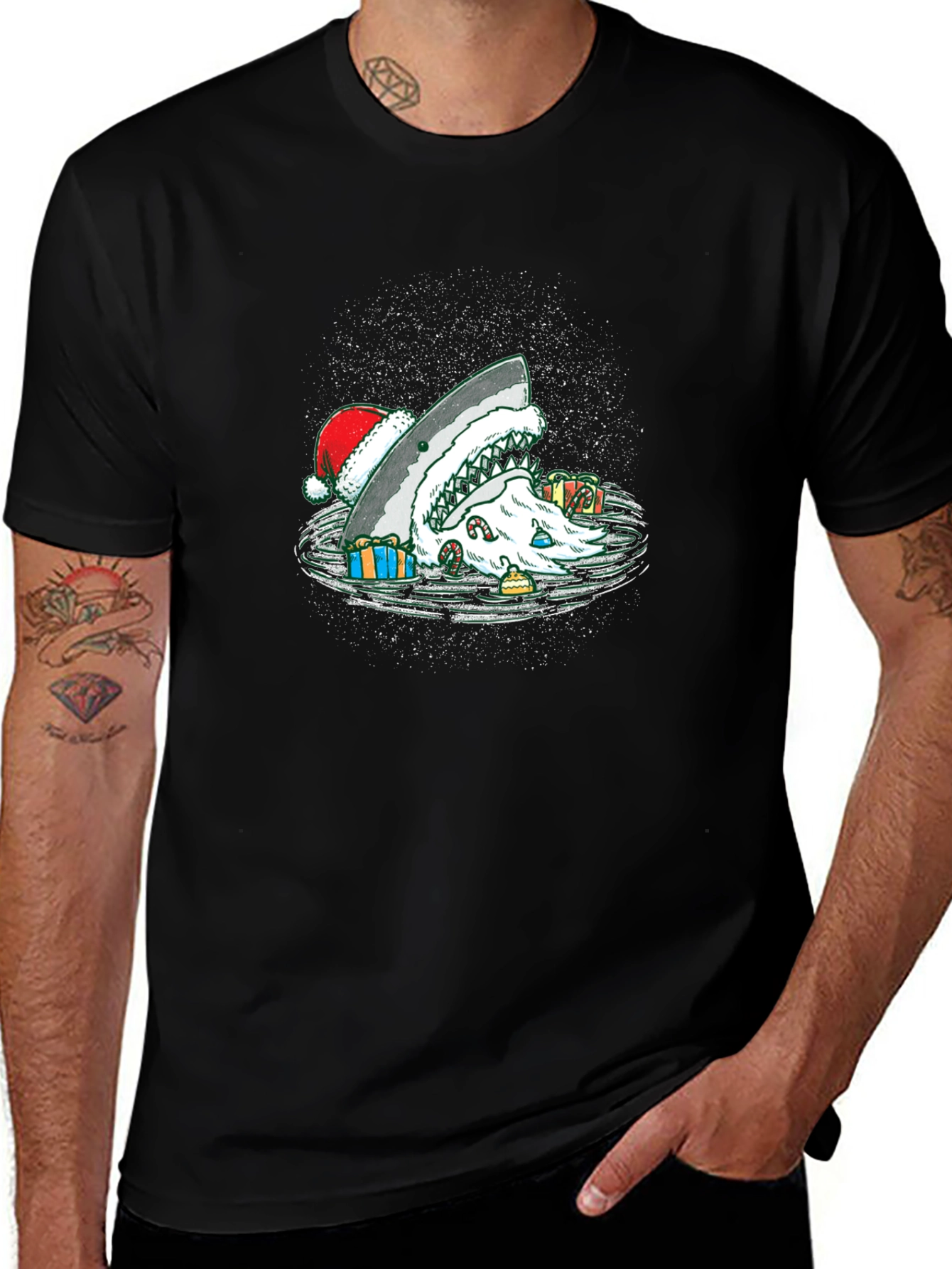 Christmas Shark T-Shirt Holiday Santa Jaws