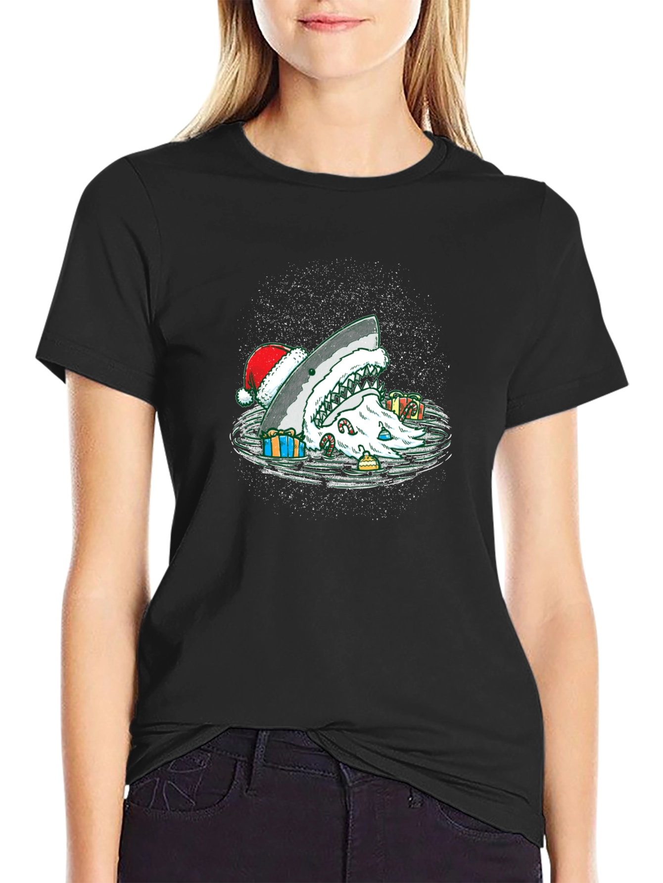 Christmas Shark T-Shirt Holiday Santa Jaws