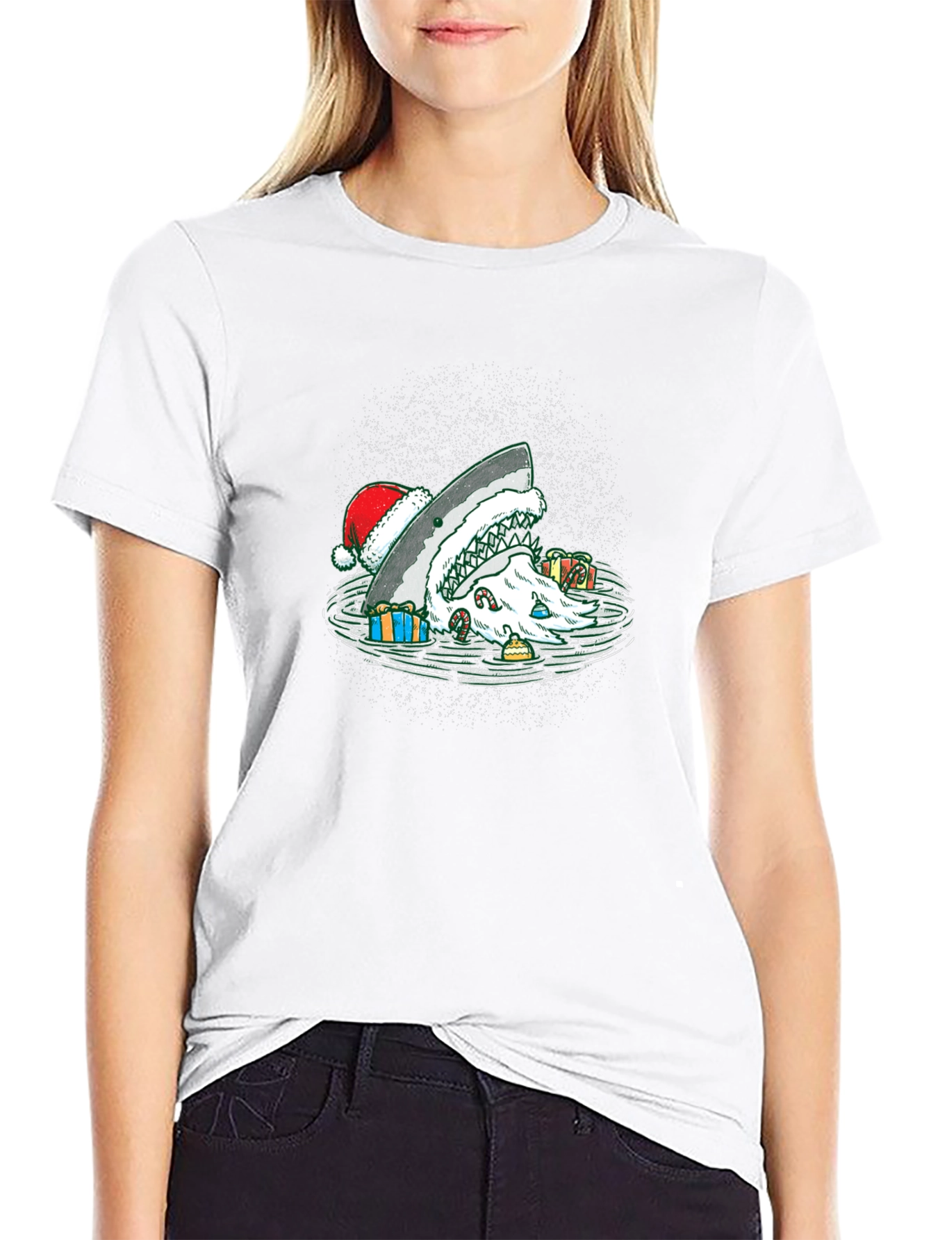 Christmas Shark T-Shirt Holiday Santa Jaws