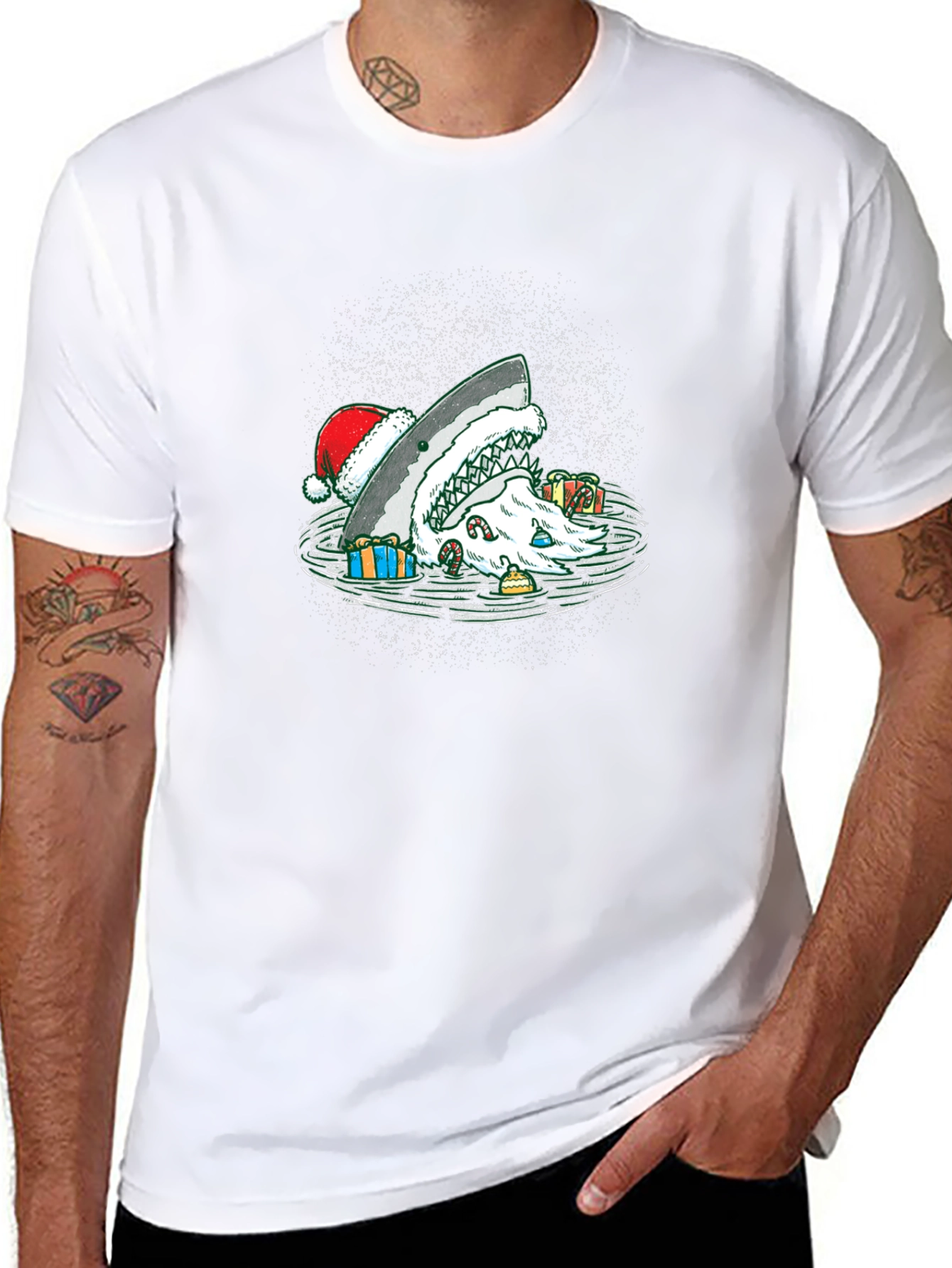 Christmas Shark T-Shirt Holiday Santa Jaws