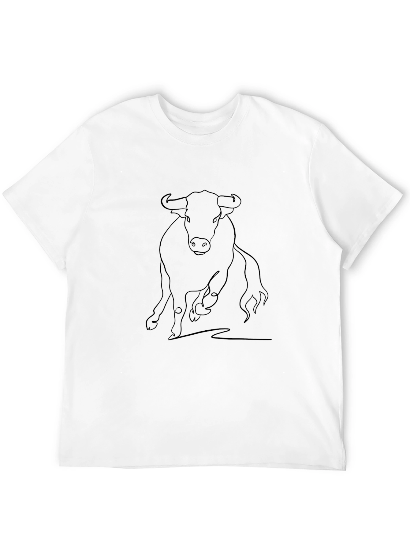 Bull Outline Graphic Tee - Stylish Black T-Shirt
