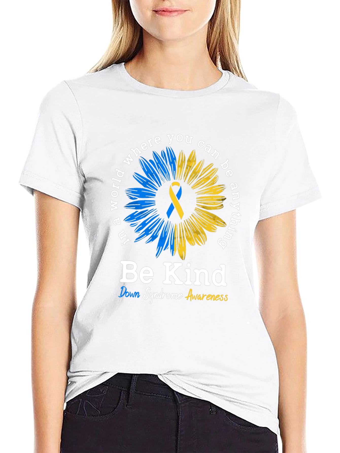 Be Kind Down Syndrome Awareness Sunflower T-Shirt