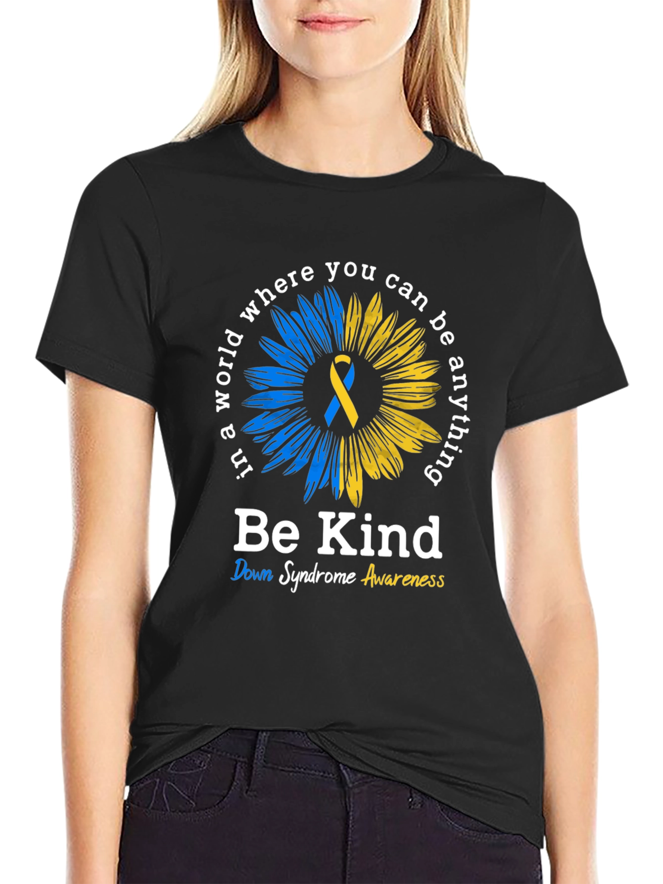 Be Kind Down Syndrome Awareness Sunflower T-Shirt