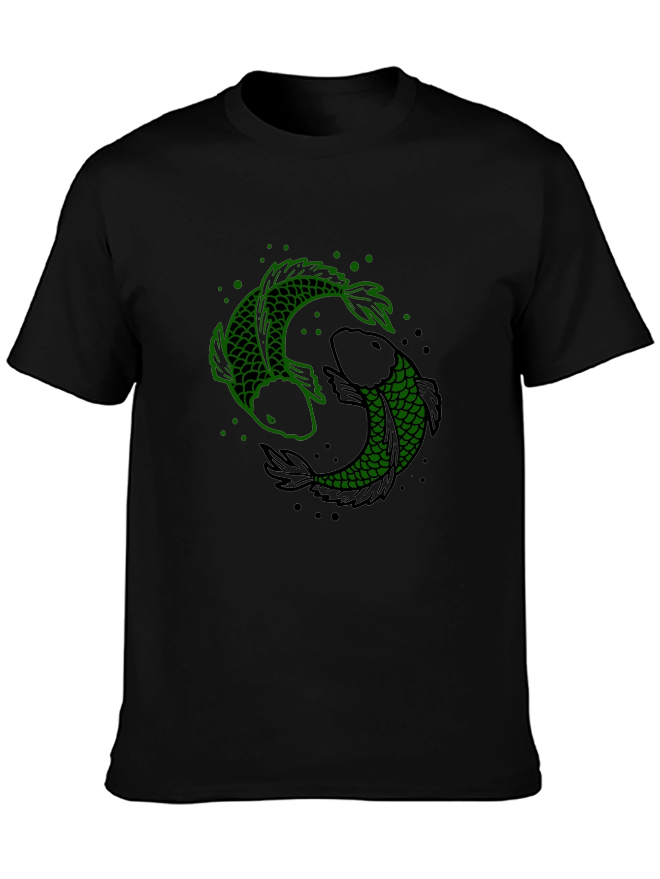 Yin Yang Koi Fish Graphic Tee - Black