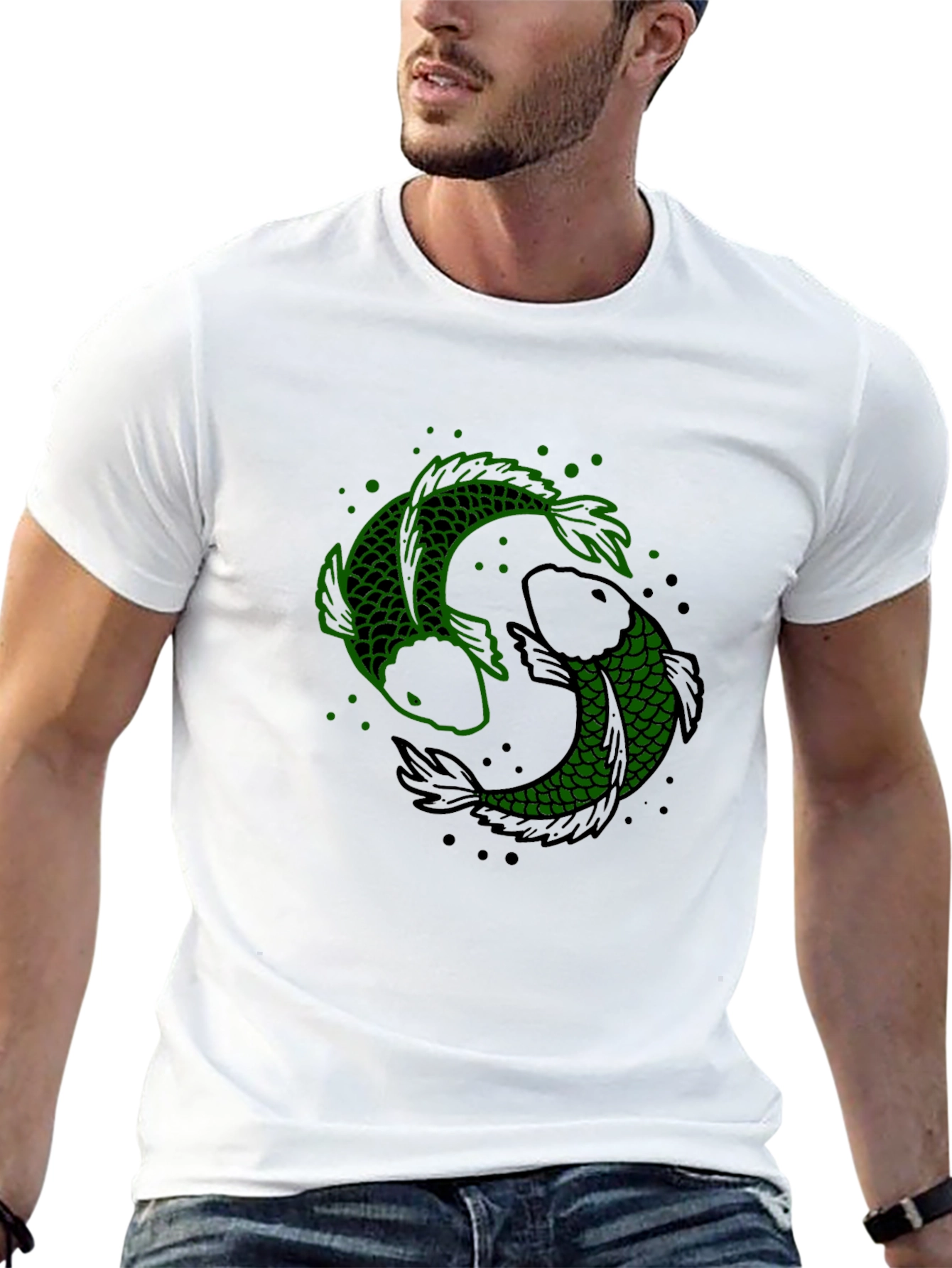 Yin Yang Koi Fish Graphic Tee - Black