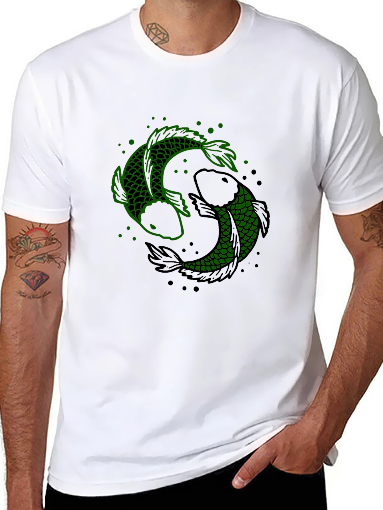 Yin Yang Koi Fish Graphic Tee - Black