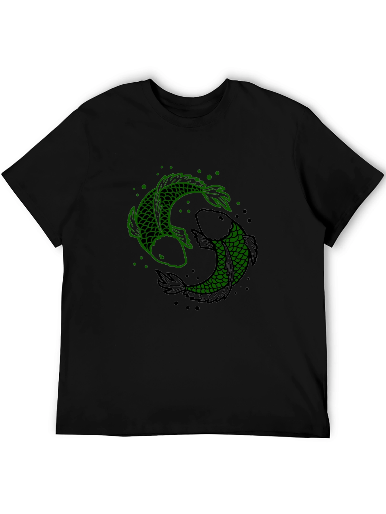 Yin Yang Koi Fish Graphic Tee - Black