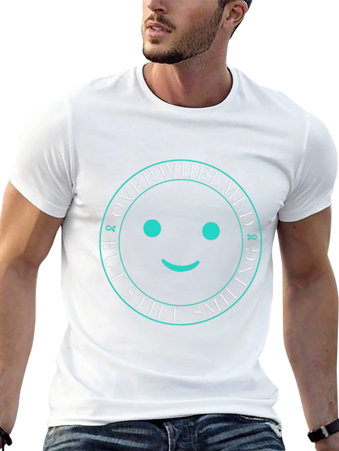 Overwhelmed But Still Smiling Black Graphic T-Shirt