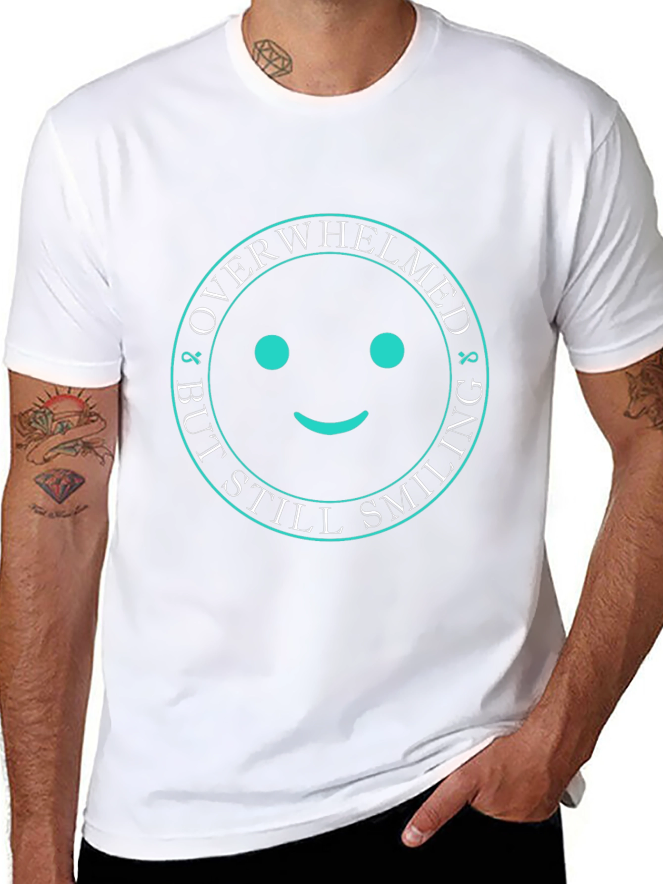 Overwhelmed But Still Smiling Black Graphic T-Shirt