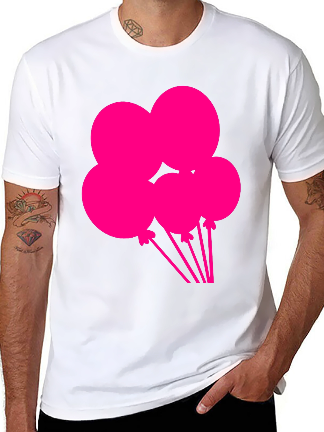 Fun Balloons Graphic Tee - Black Cotton T-Shirt