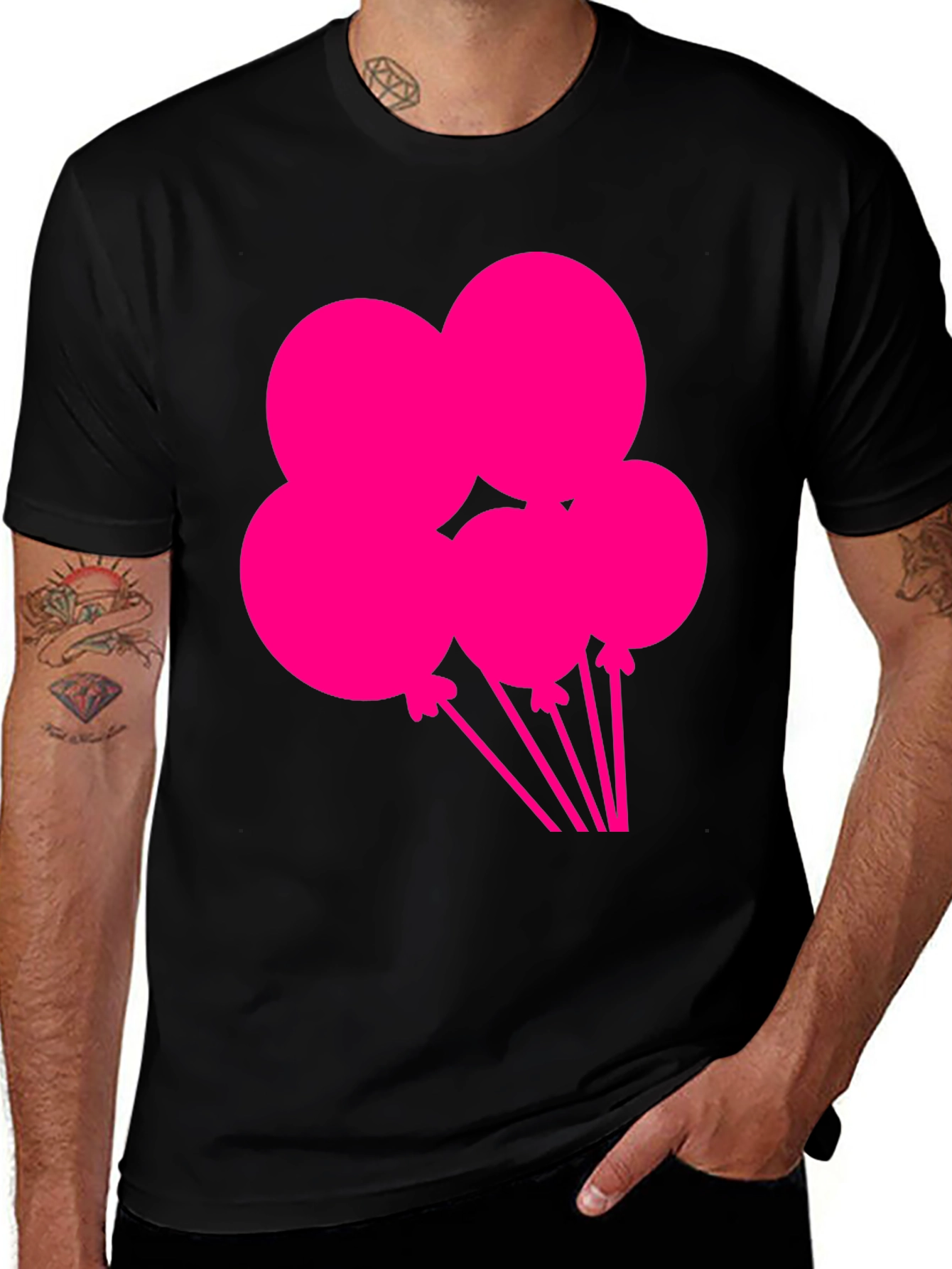 Fun Balloons Graphic Tee - Black Cotton T-Shirt