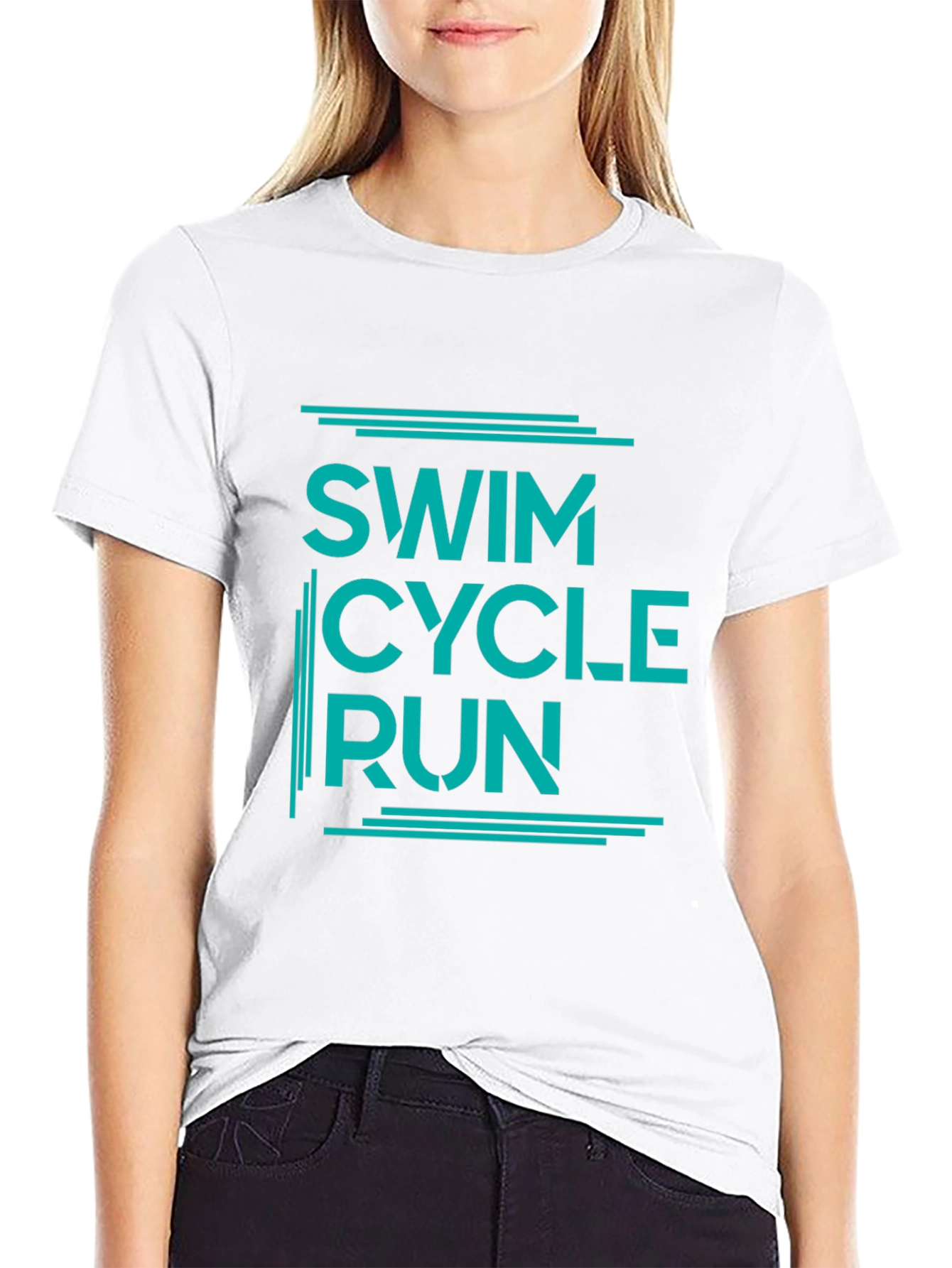Swim Cycle Run Graphic T-Shirt - Black
