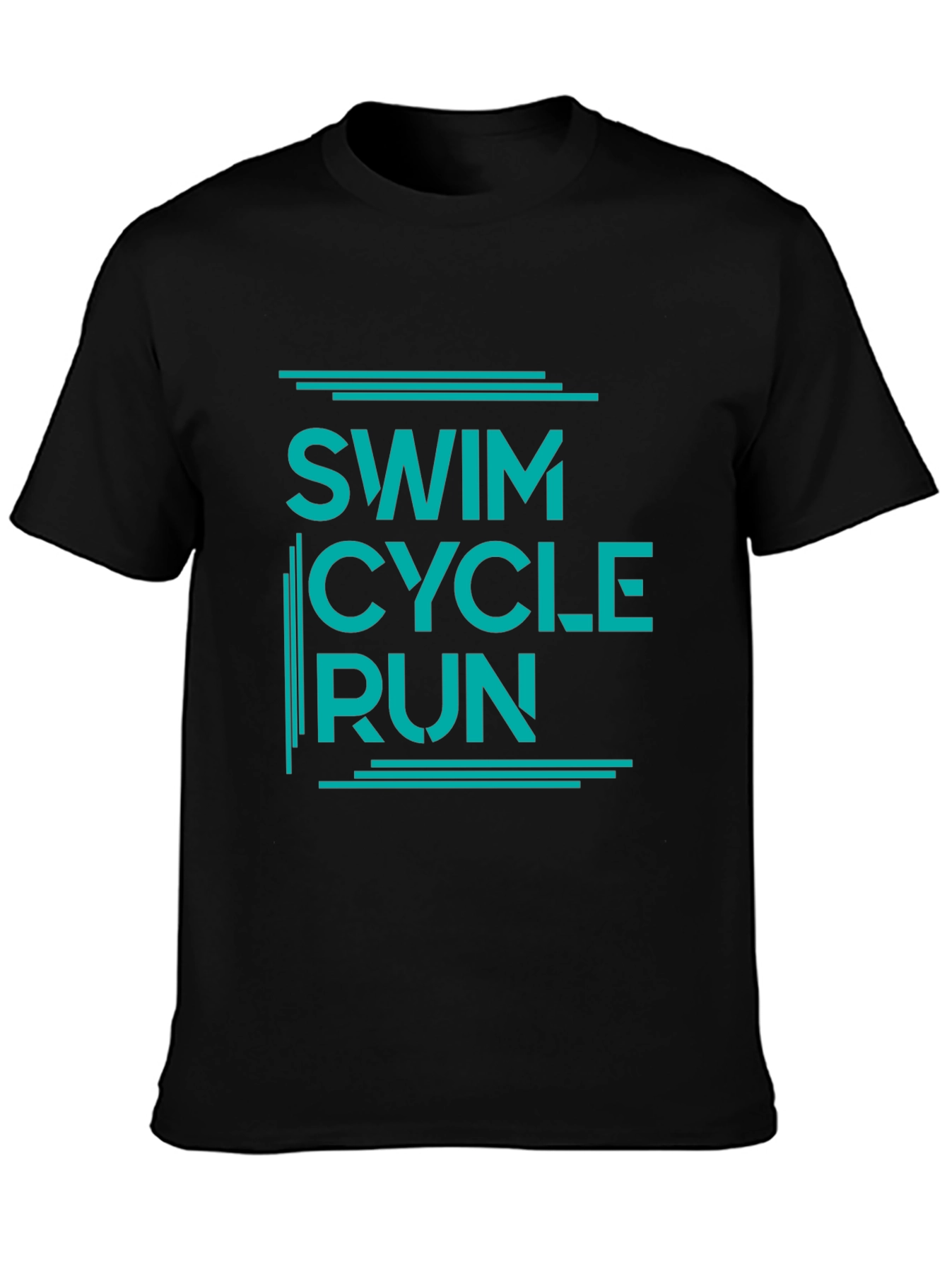 Swim Cycle Run Graphic T-Shirt - Black