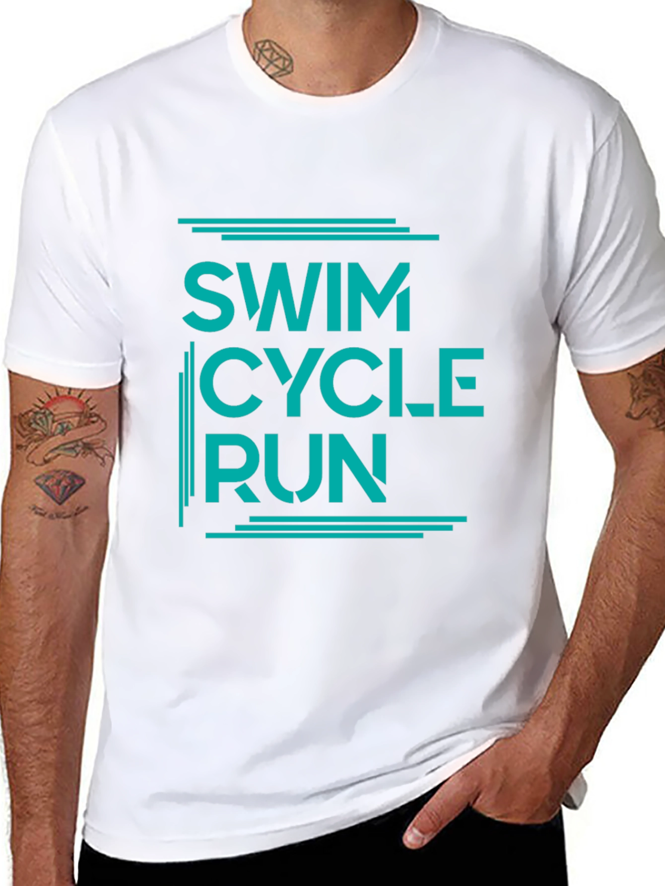Swim Cycle Run Graphic T-Shirt - Black