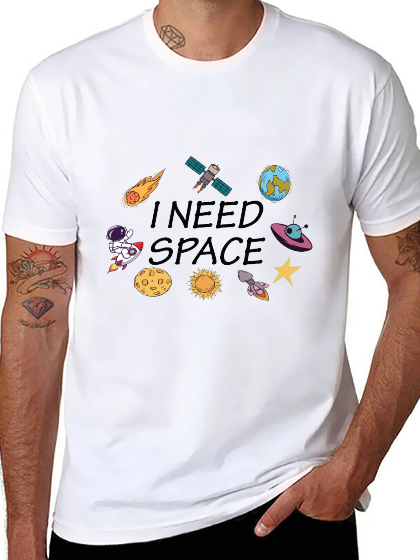 I Need Space T-Shirt: Cartoon Galaxy Design