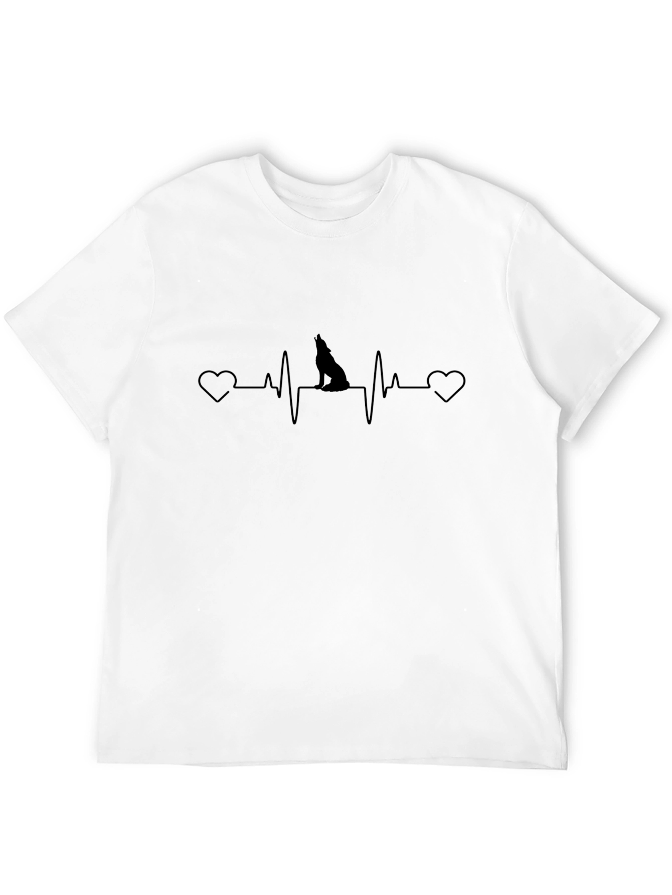 Wolf Heartbeat T-Shirt - Black Graphic Tee