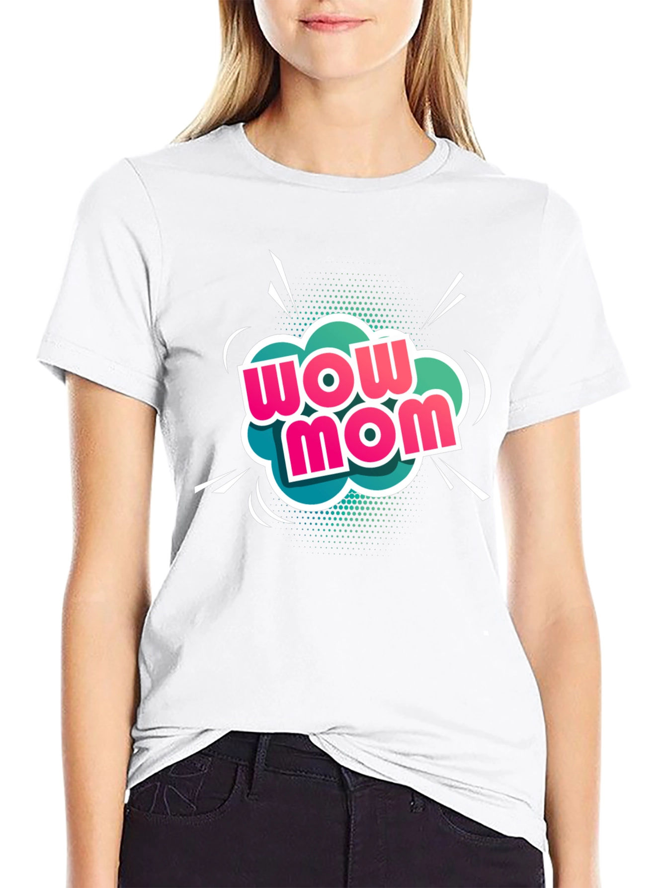 Wow Mom Black T-Shirt - Graphic Tee