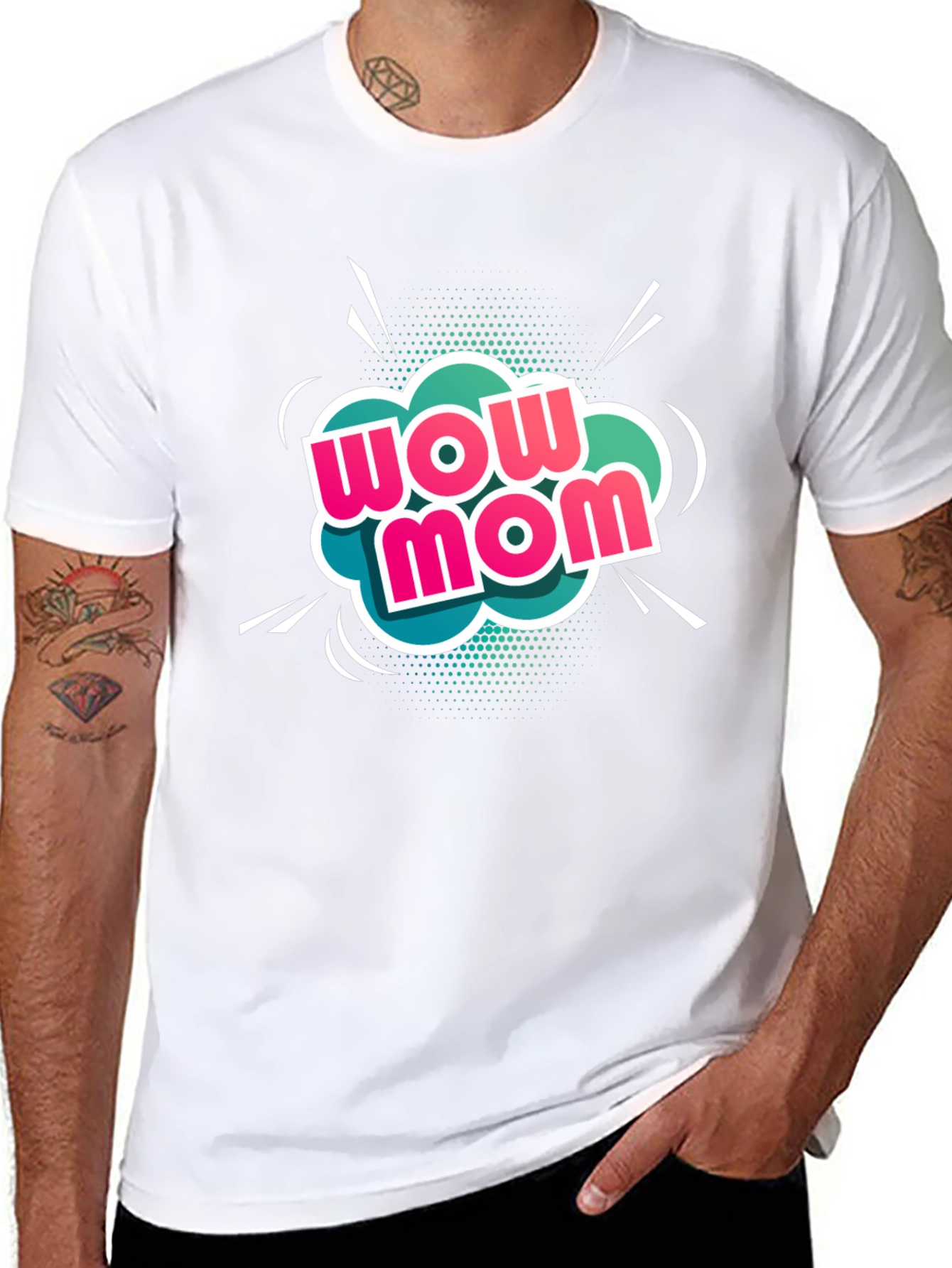Wow Mom Black T-Shirt - Graphic Tee