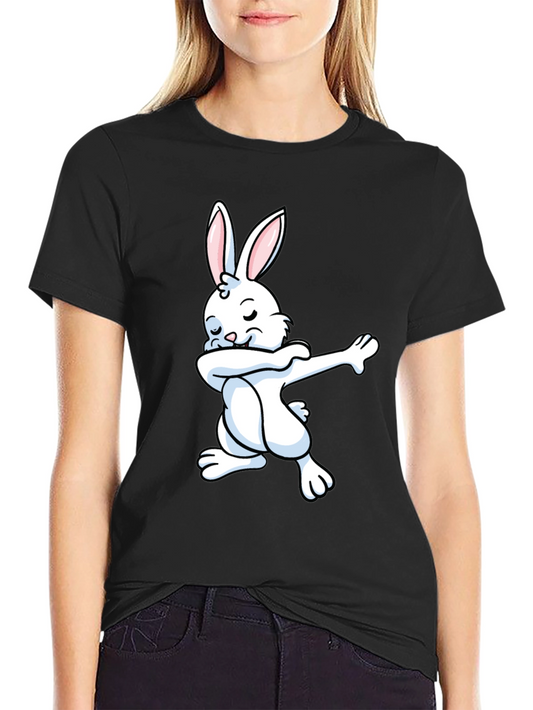 Dabbing Bunny T-Shirt - Black Cotton Blend