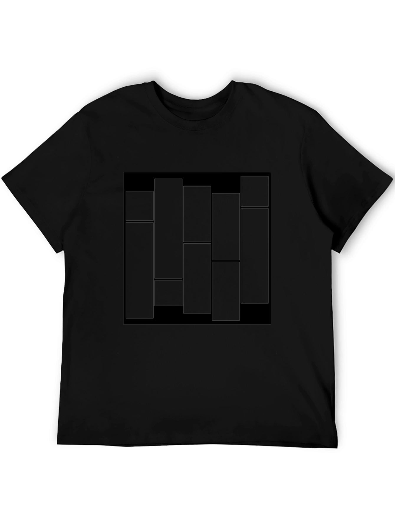 Modern Geometric Block Print Black T-Shirt