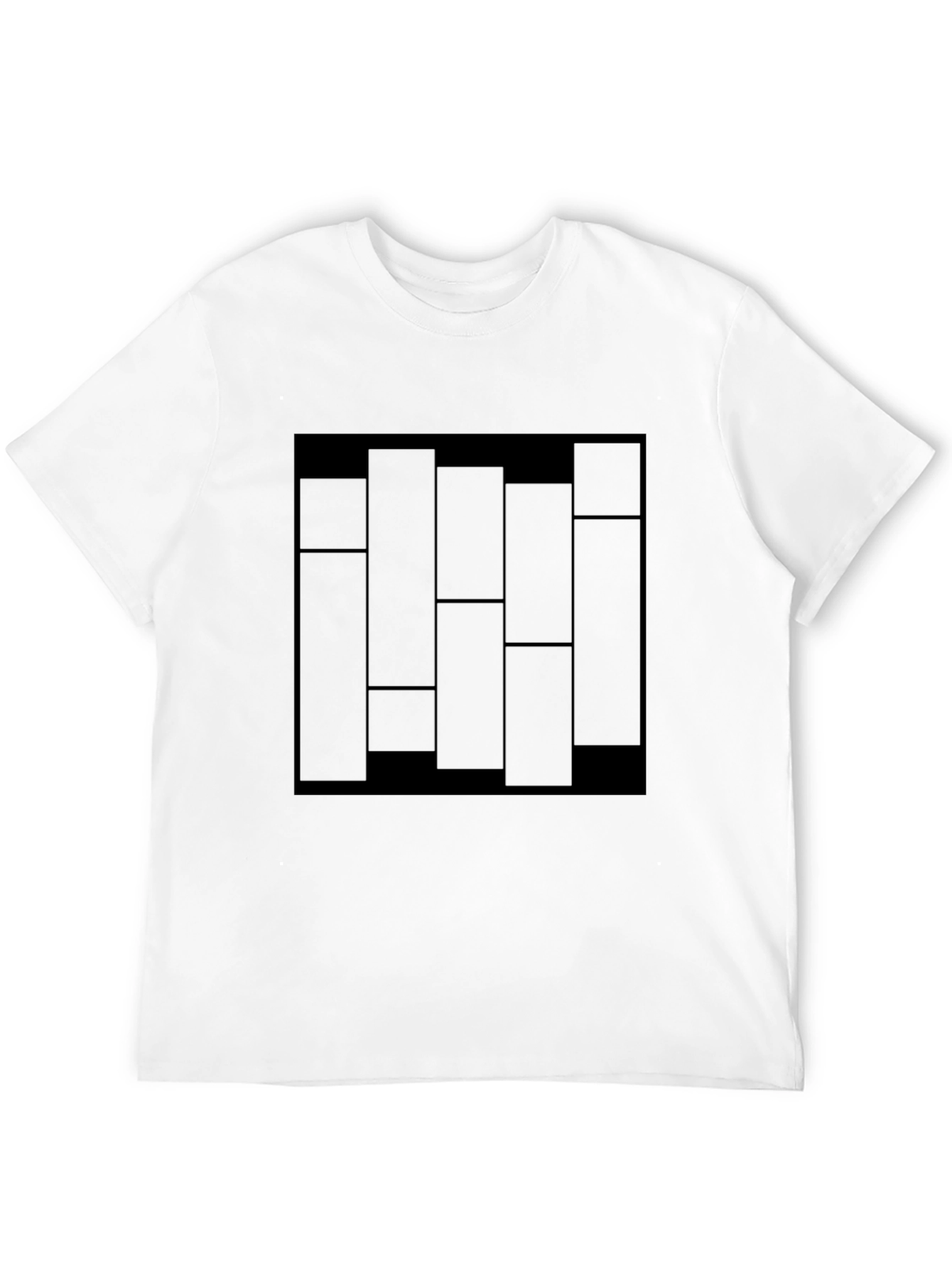 Modern Geometric Block Print Black T-Shirt