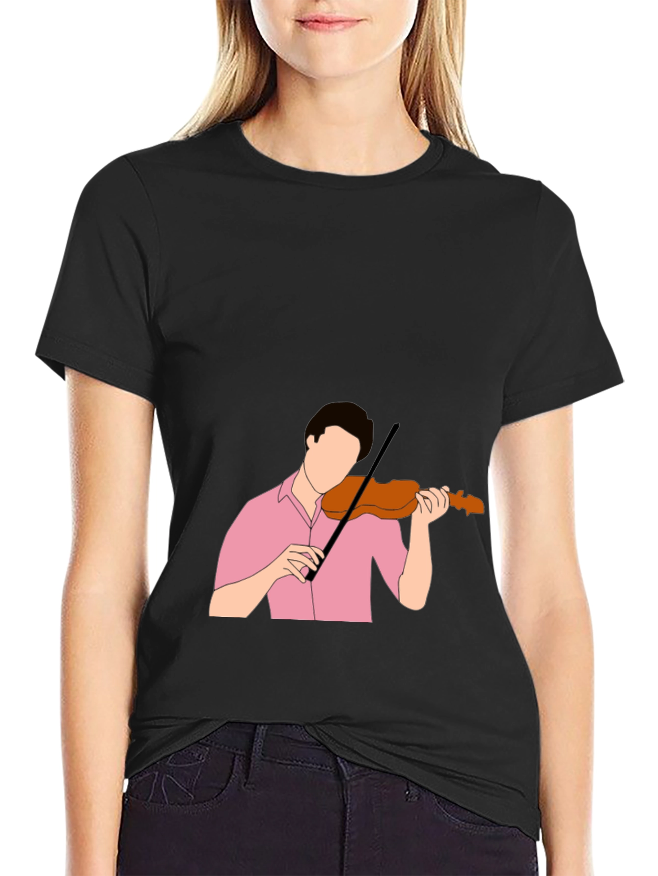 Violinist Graphic Tee - Stylish Black T-Shirt