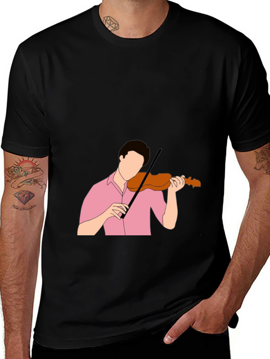 Violinist Graphic Tee - Stylish Black T-Shirt