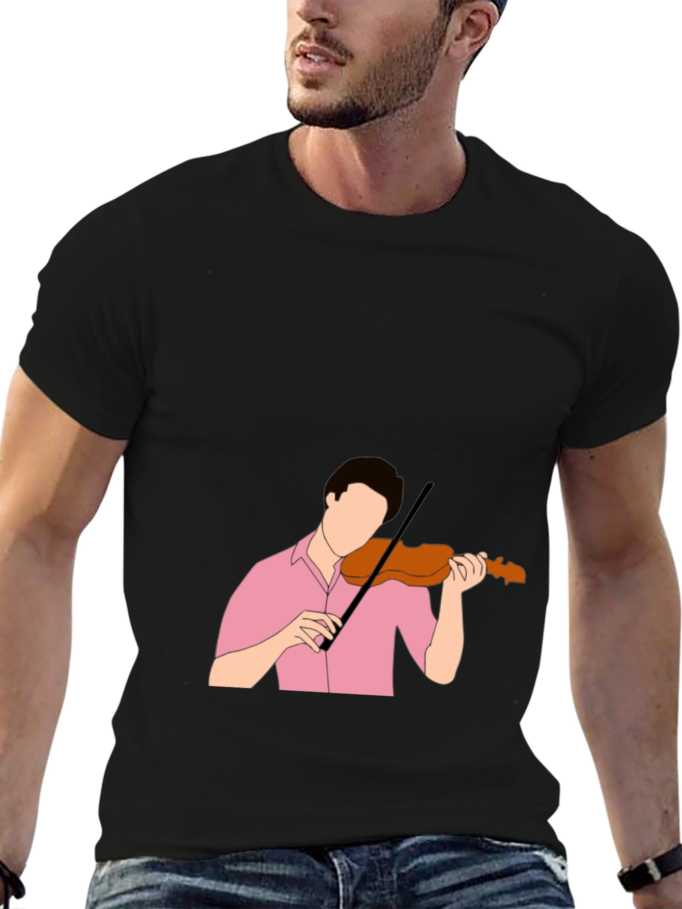 Violinist Graphic Tee - Stylish Black T-Shirt