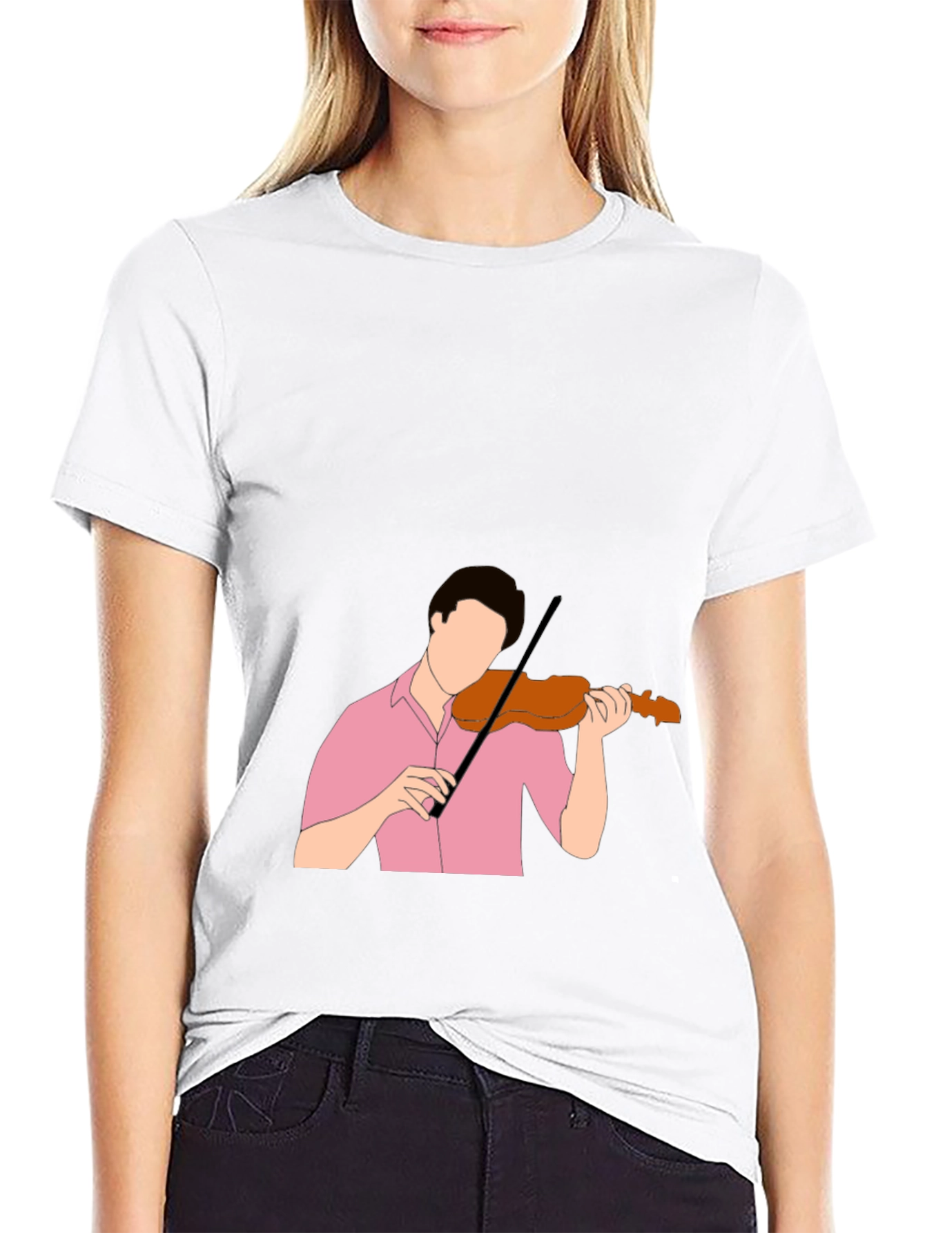 Violinist Graphic Tee - Stylish Black T-Shirt