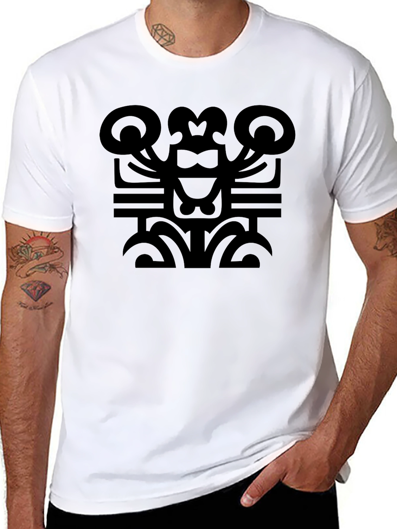 Abstract Graphic Print T-Shirt - Black