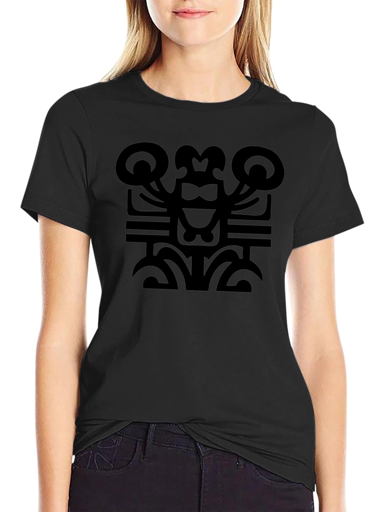 Abstract Graphic Print T-Shirt - Black