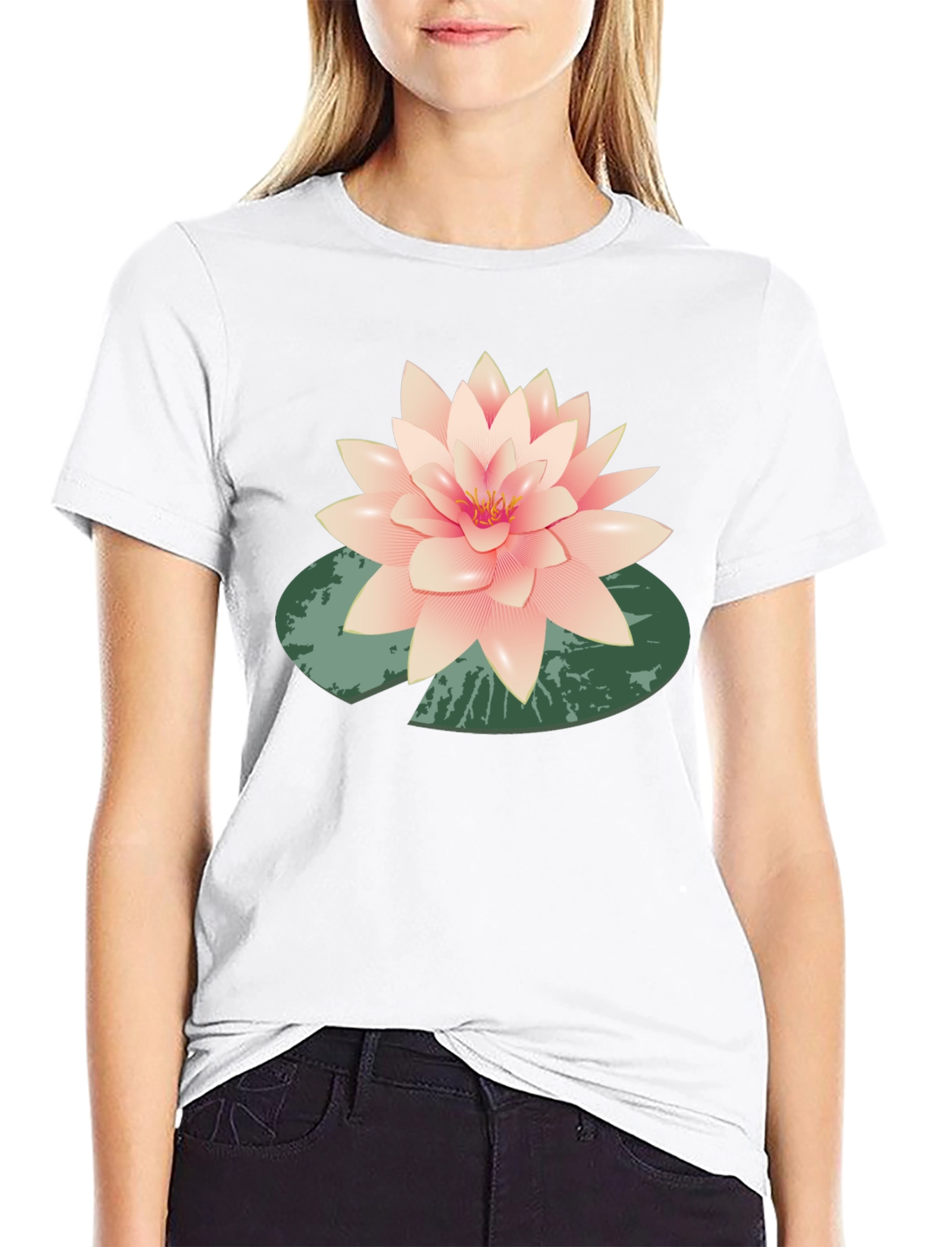 Lotus Flower Graphic Black T-Shirt
