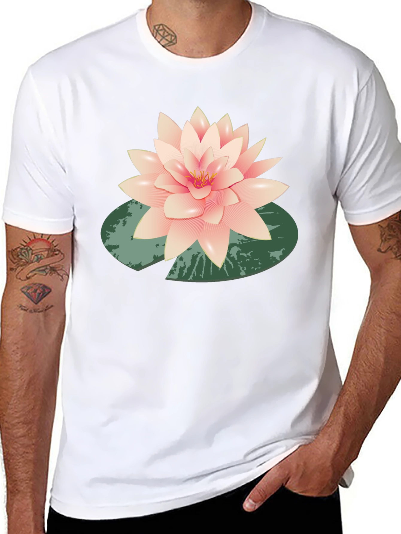 Lotus Flower Graphic Black T-Shirt