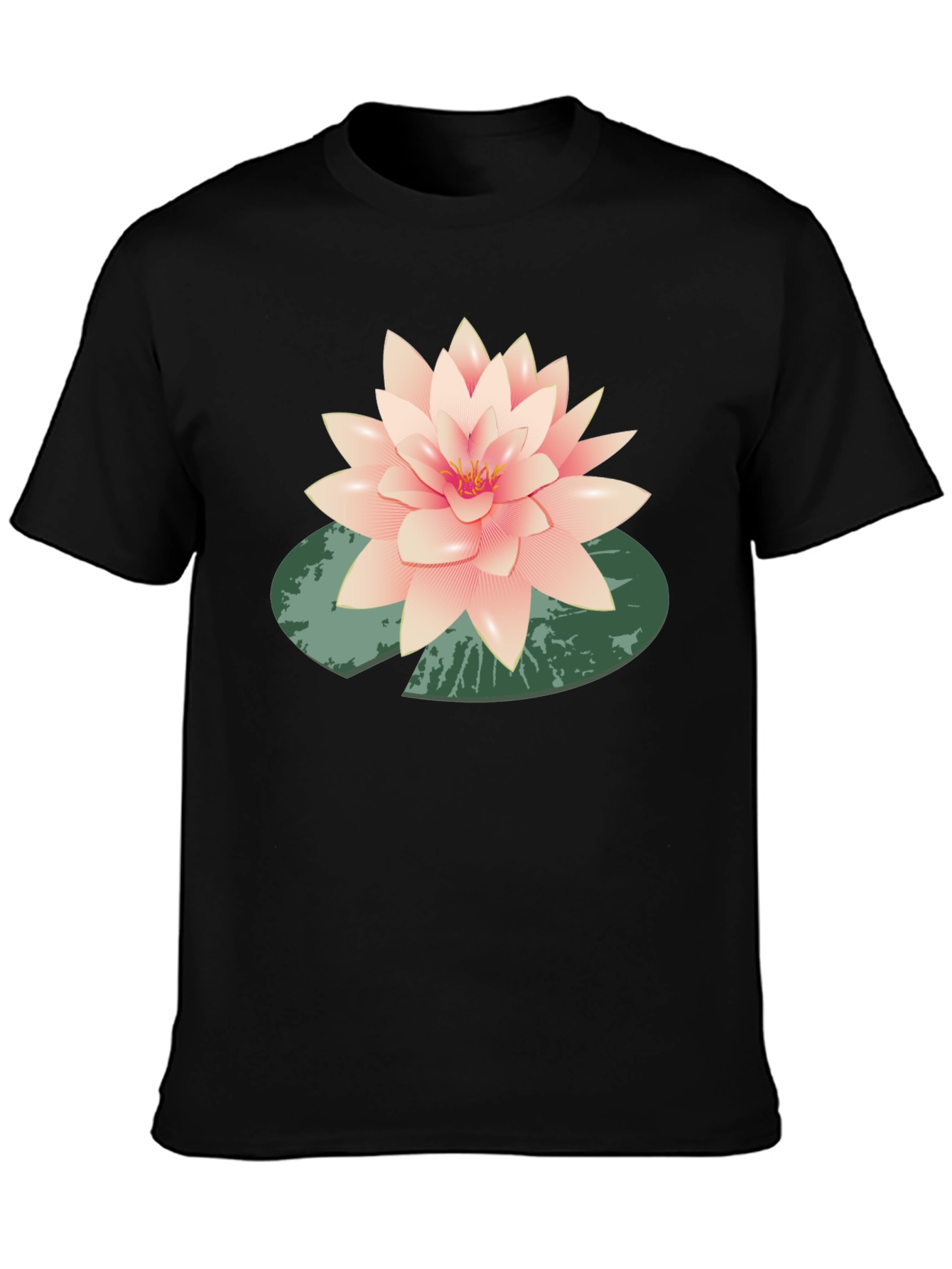 Lotus Flower Graphic Black T-Shirt