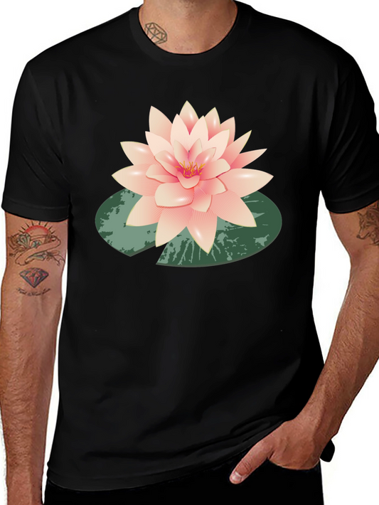 Lotus Flower Graphic Black T-Shirt