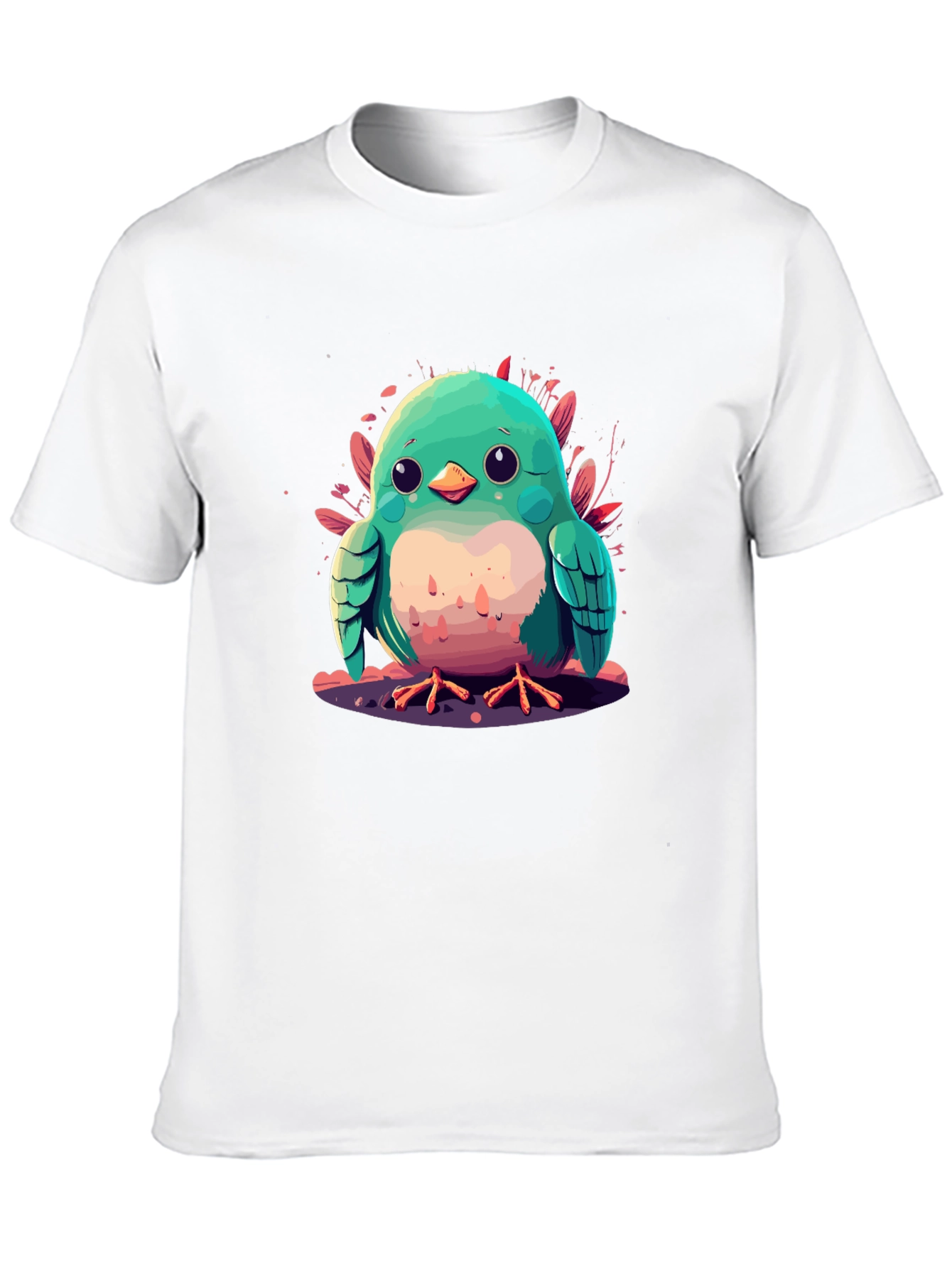 Cute Bird Graphic Black T-Shirt