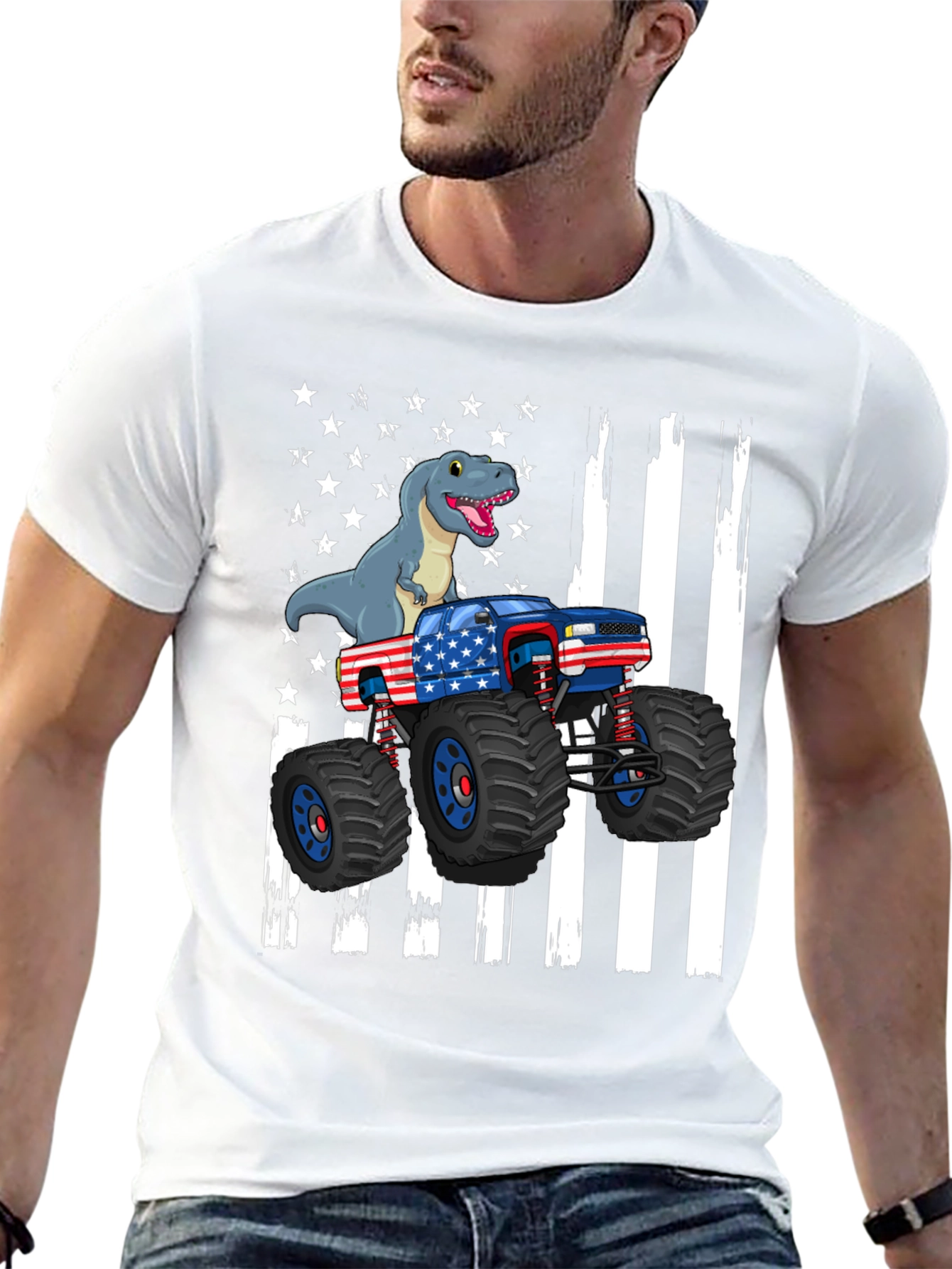 Dino Truck USA Flag Graphic Tee