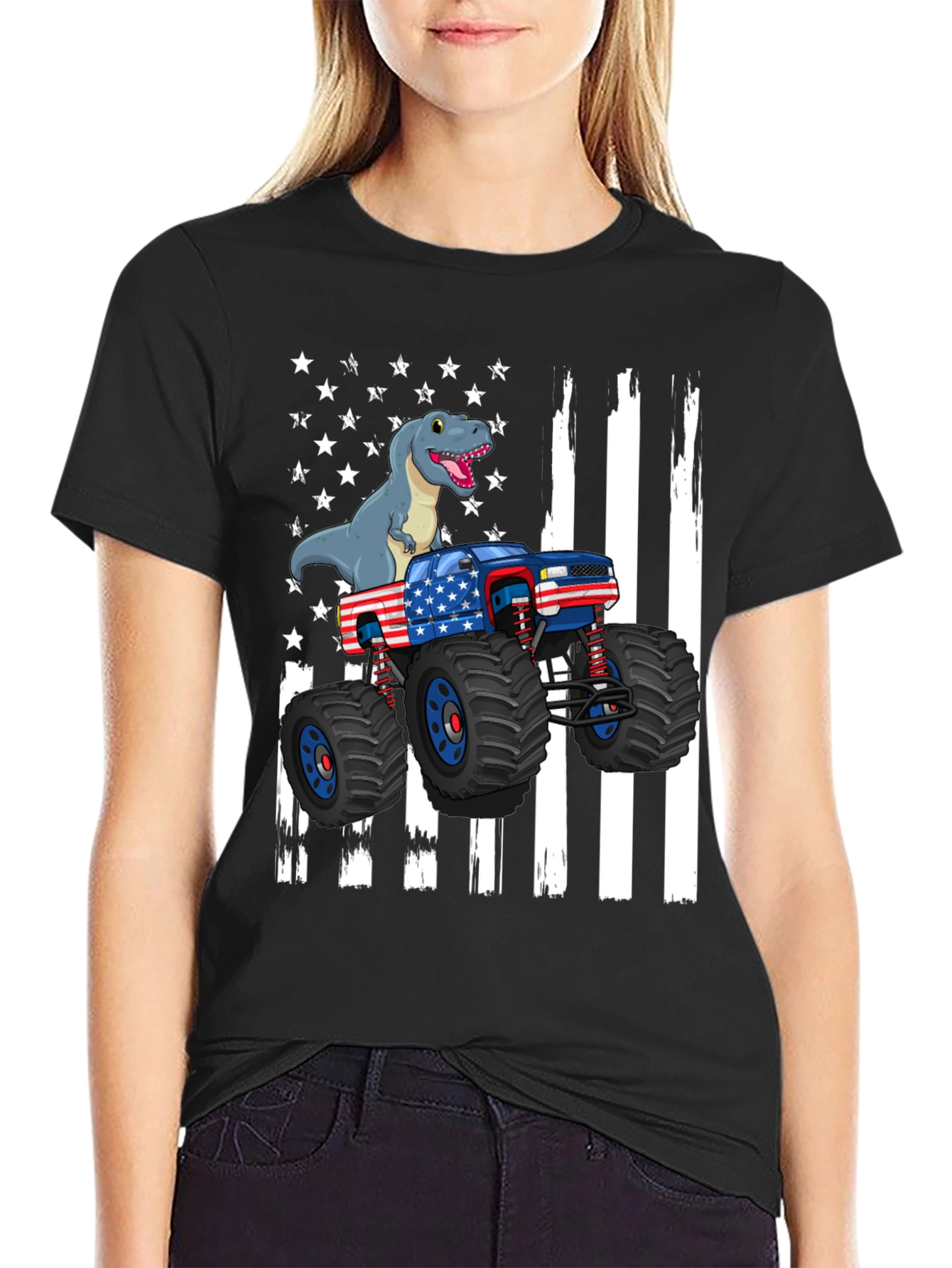Dino Truck USA Flag Graphic Tee