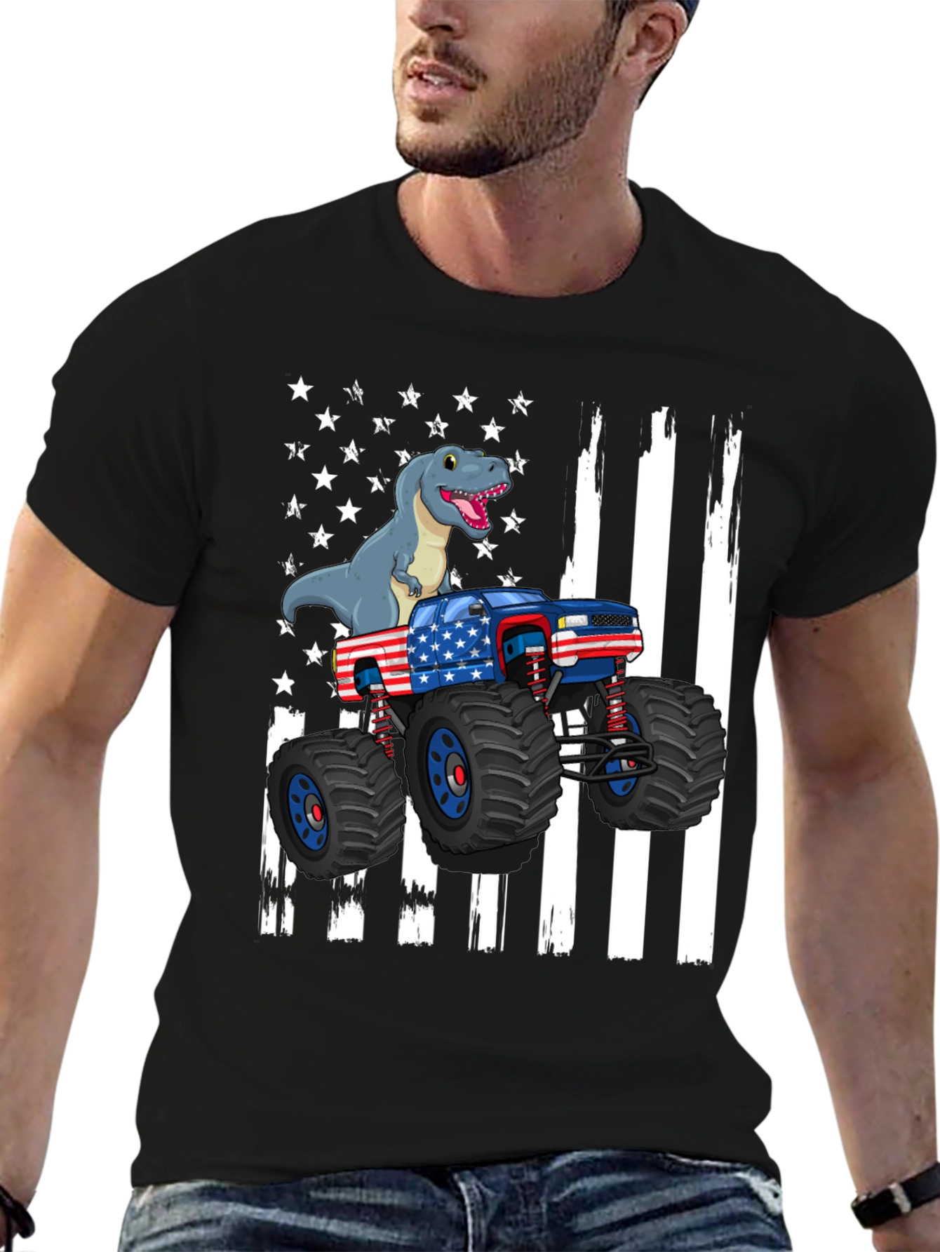 Dino Truck USA Flag Graphic Tee
