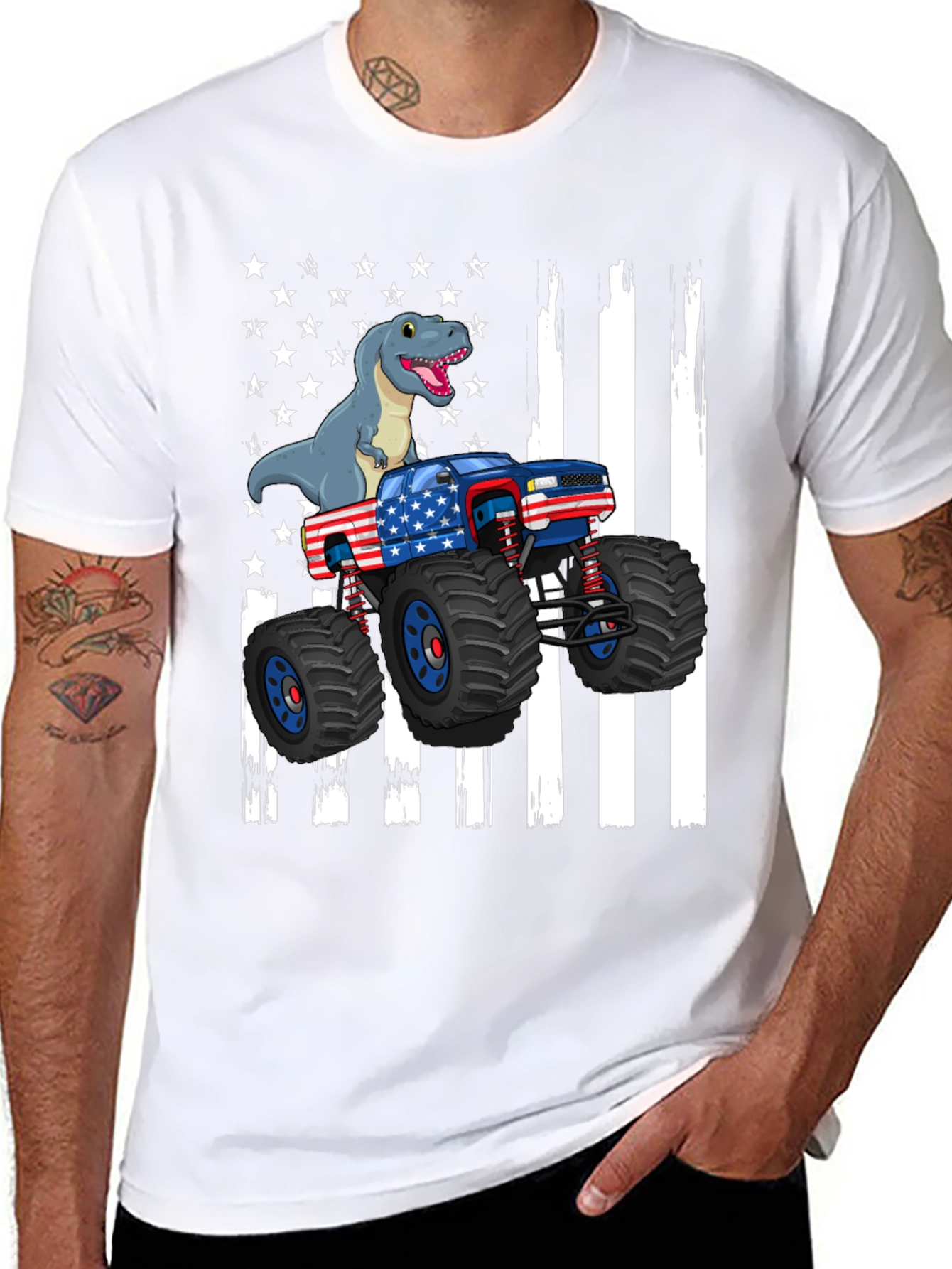 Dino Truck USA Flag Graphic Tee